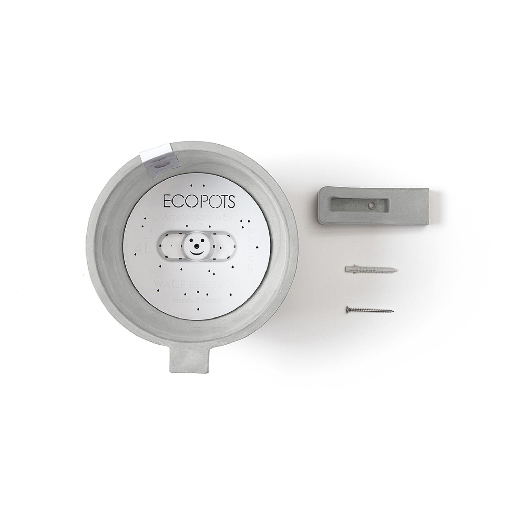 Ecopots Amsterdam Wall Durable Modern Round Indoor/Outdoor Recycled-Based Composite Hanging Flower Pot Planter, 8"