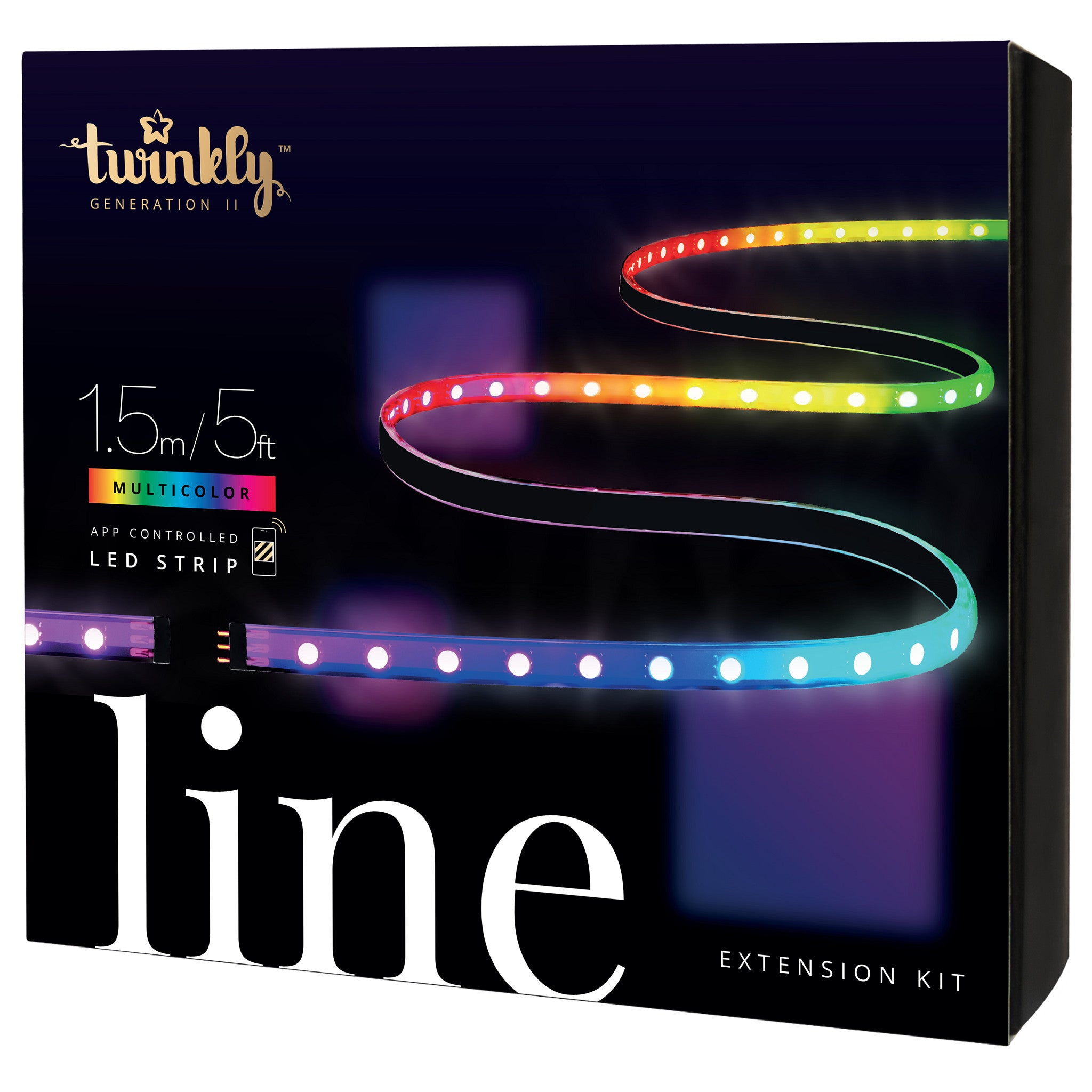Twinkly Line App Controlled, Adhesive and Magnetic Wire Light Strip Starter Kit, Indoor Smart Home Lighting Decoration, Multicolor RGB LED, 5ft