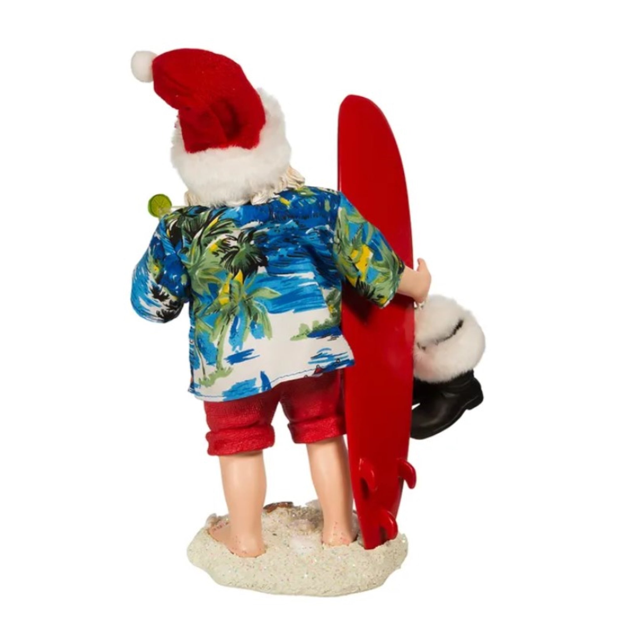 Kurt Adler Fabriche Collection, Beach Santa With Surfboard, 11"