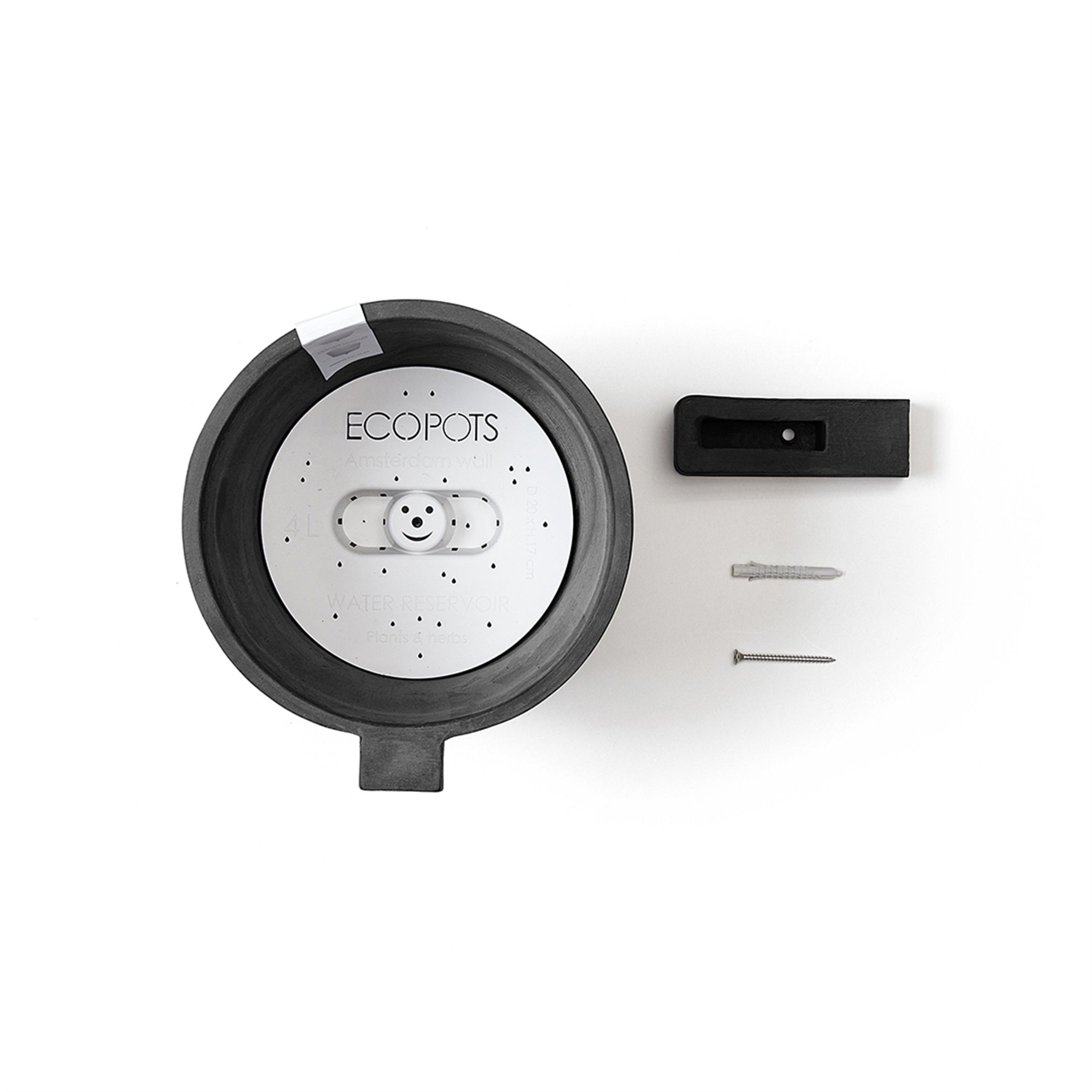 Ecopots Amsterdam Wall Durable Modern Round Indoor/Outdoor Recycled-Based Composite Hanging Flower Pot Planter, 8"