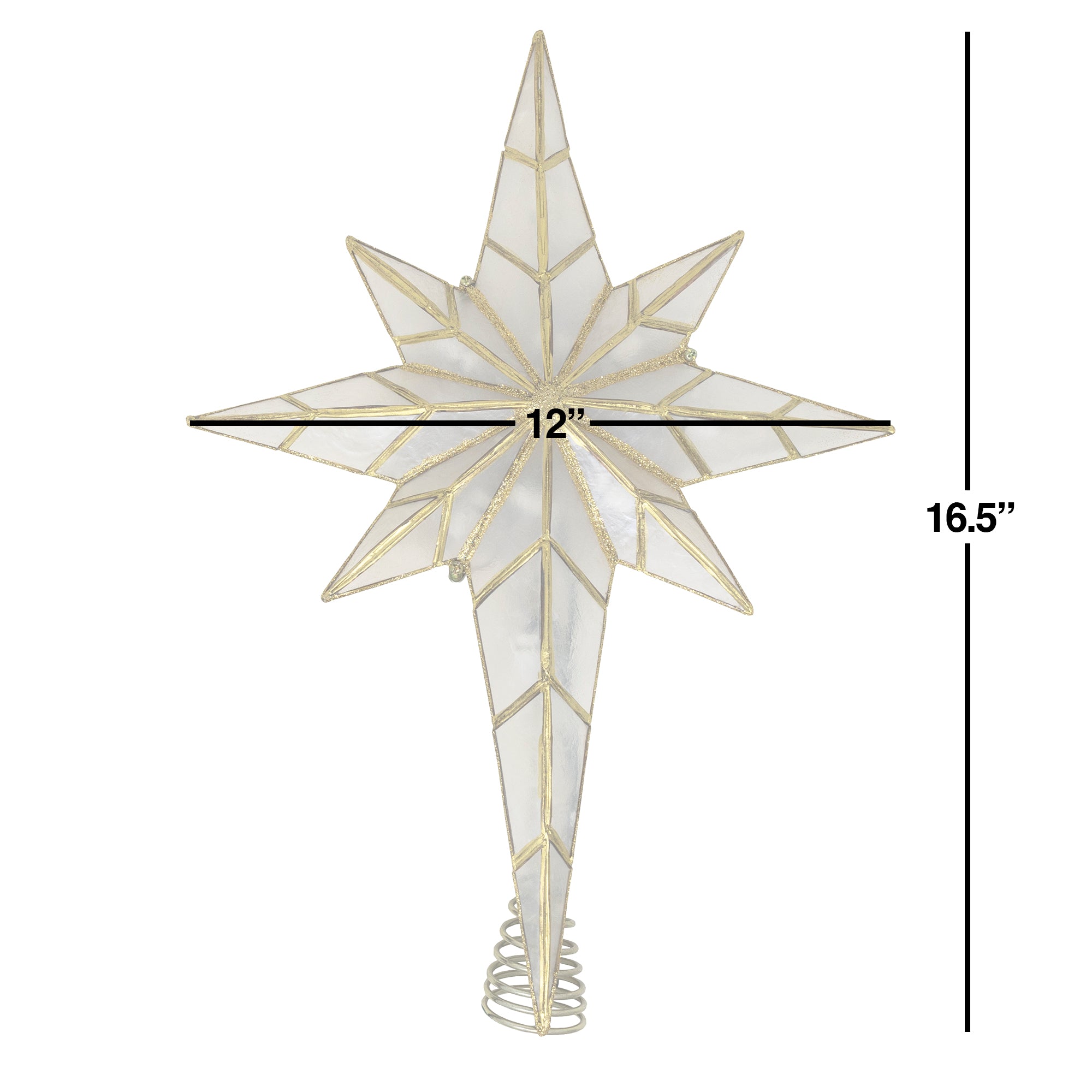 Kurt Adler 10-Light Capiz Christmas Tree Topper, Bethlehem Star, 16.5in