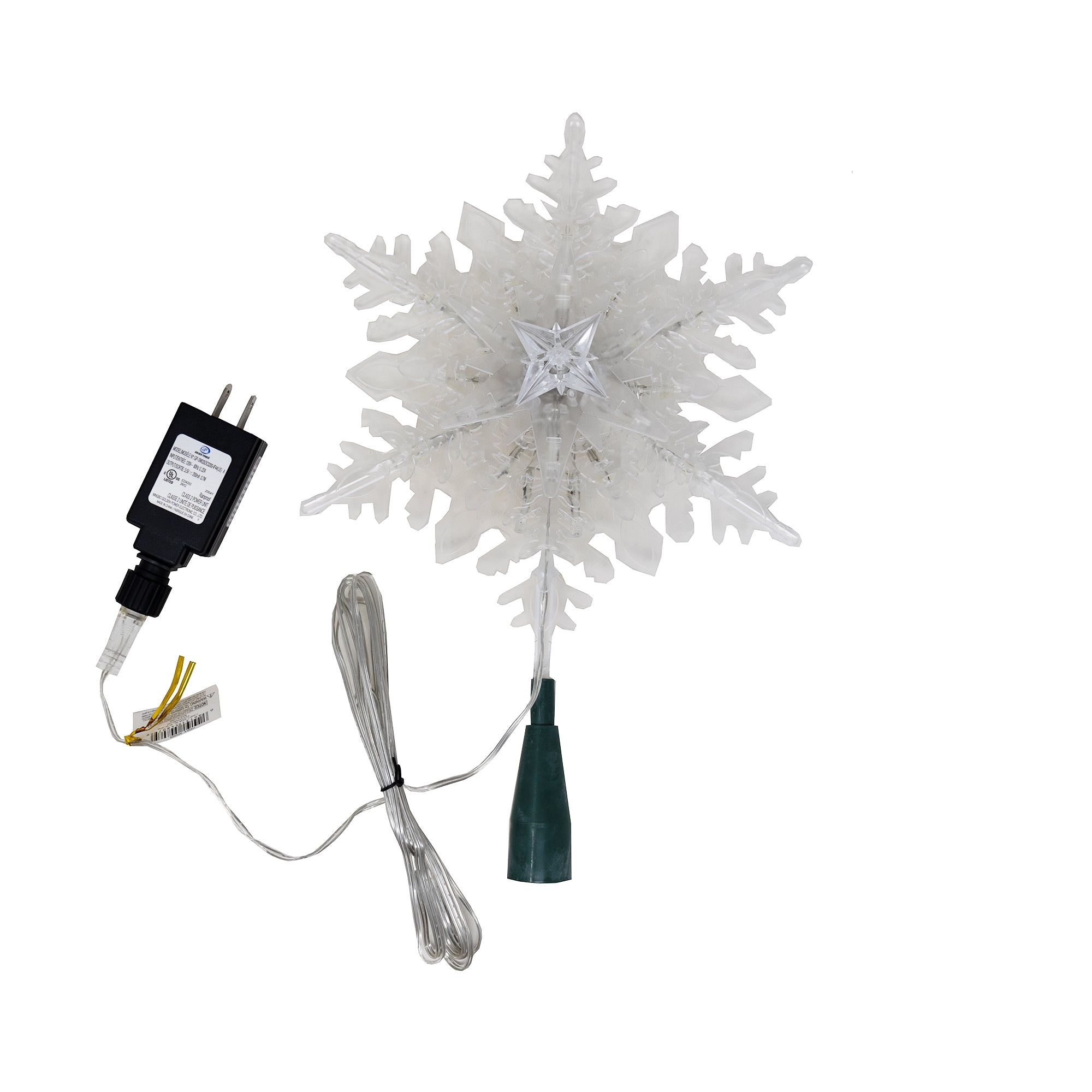 Kurt Adler 10 Clear Snowflake Treetopper with Color-Changing RGB LED Bulbs