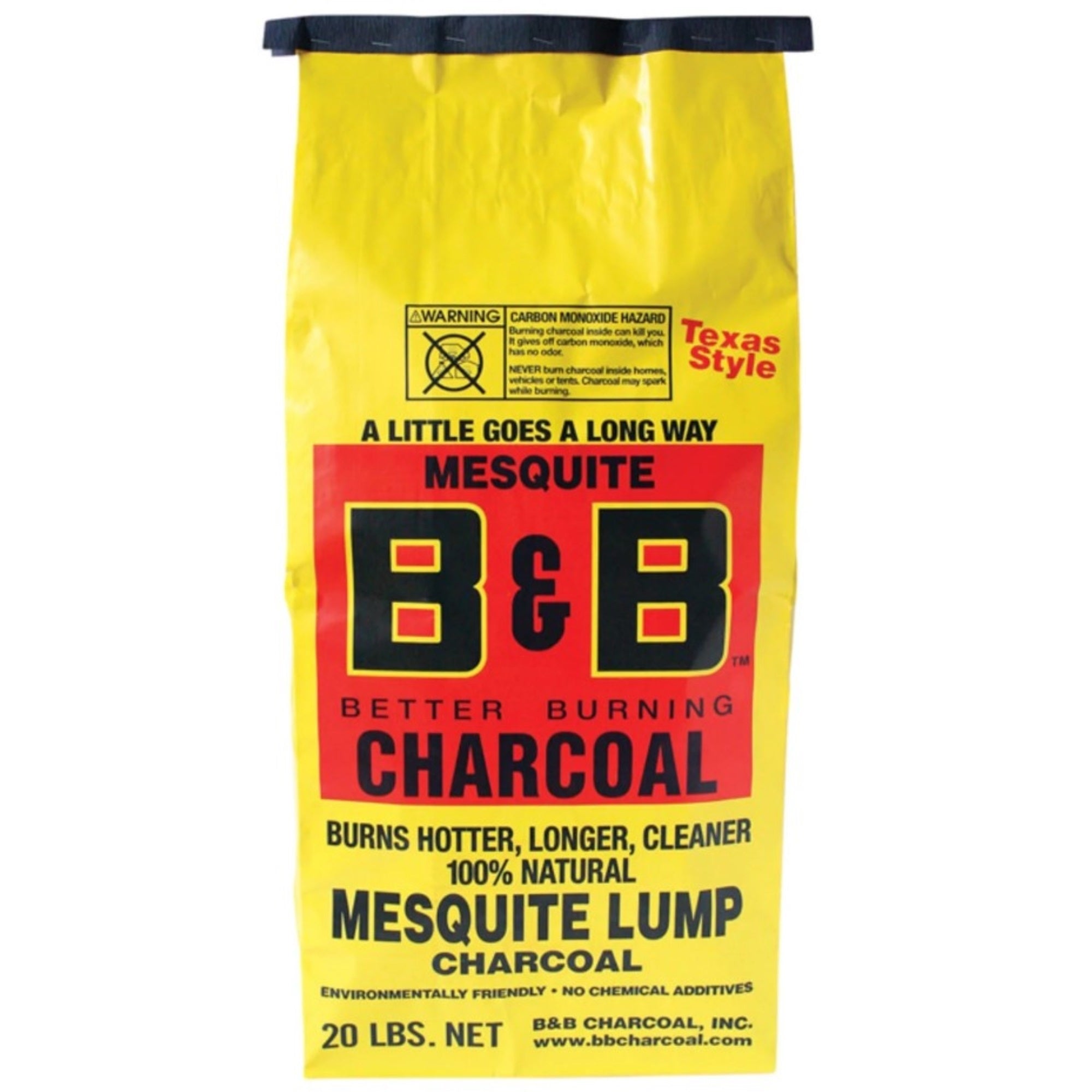 B & B Charcoal All-Natural Texas Style Mesquite Lump Charcoal, 20lbs