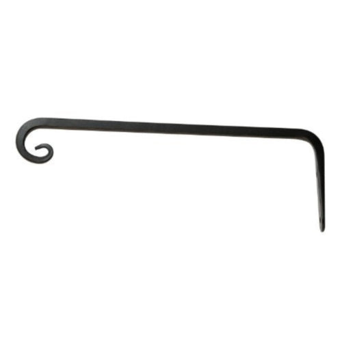 Hookery Black Powder-Coated Steel Straight Hanger Bracket with Down-turned Hook — 10"