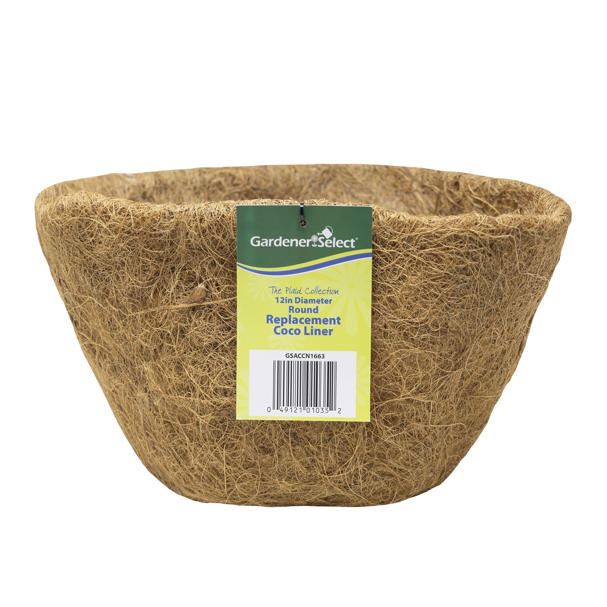 Gardener Select Round Coco Liner for Outdoor Planters & Baskets - Fits Plaid Hanging Basket, 12"