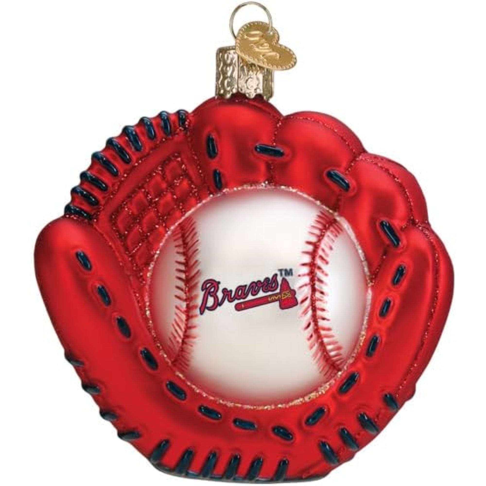 Old World Christmas Blown Glass Ornament for Christmas Tree, Atlanta Braves Baseball Mitt (with OWC Gift Box)