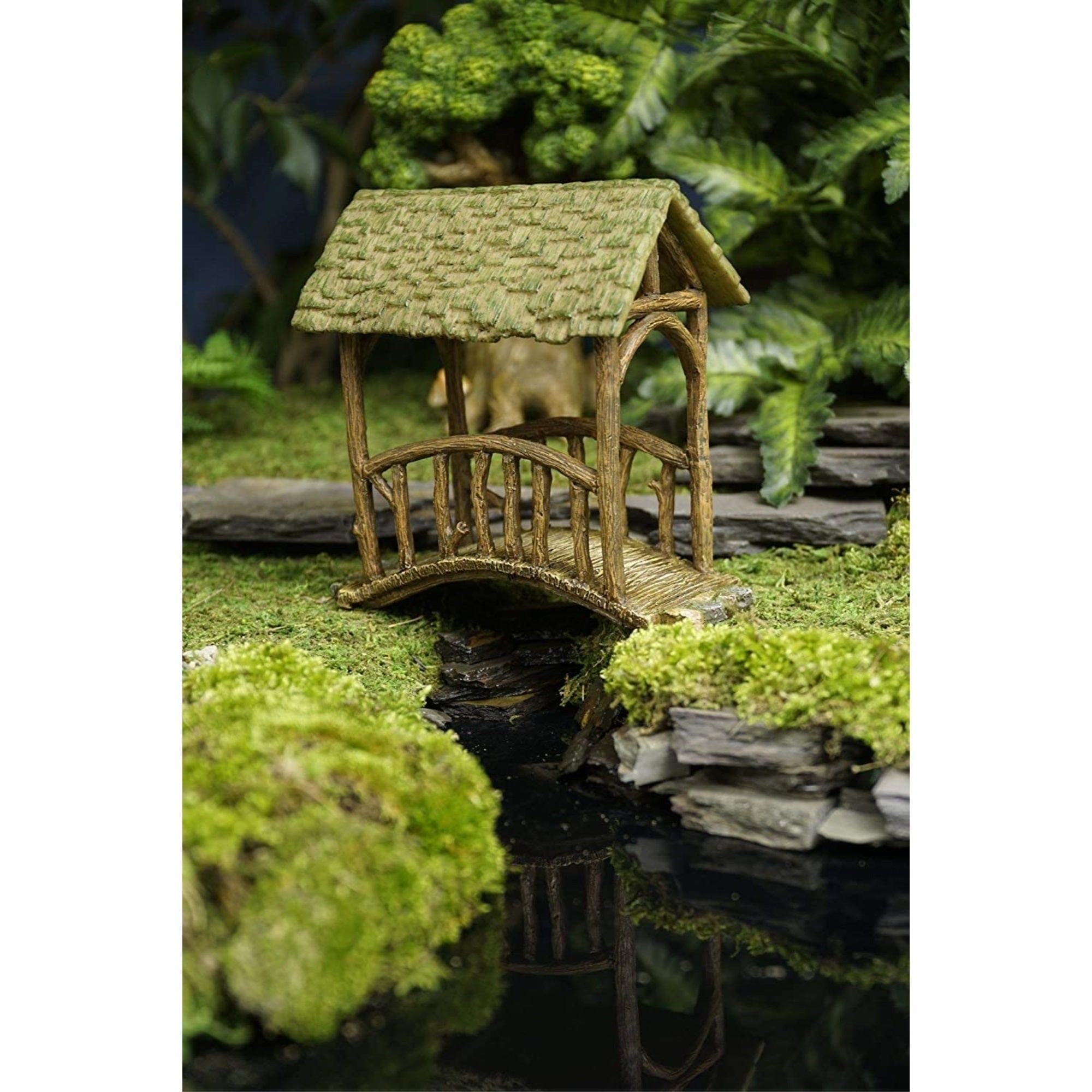 Marshall Home & Garden Fairy Garden Woodland Knoll Collection, Covered Bridge