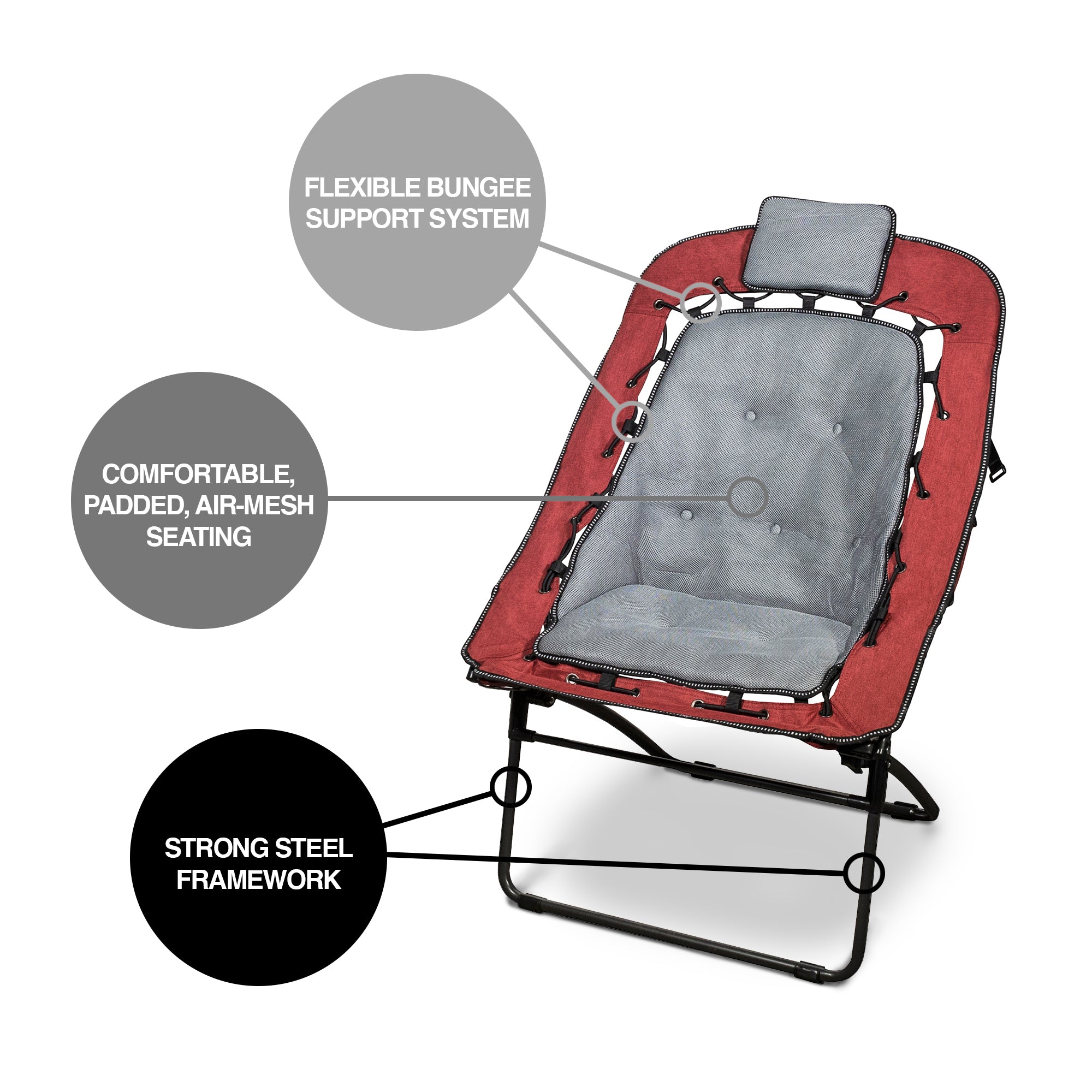 Zenithen Foldable Rectangular Air Mesh Outdoor Bungee Chair