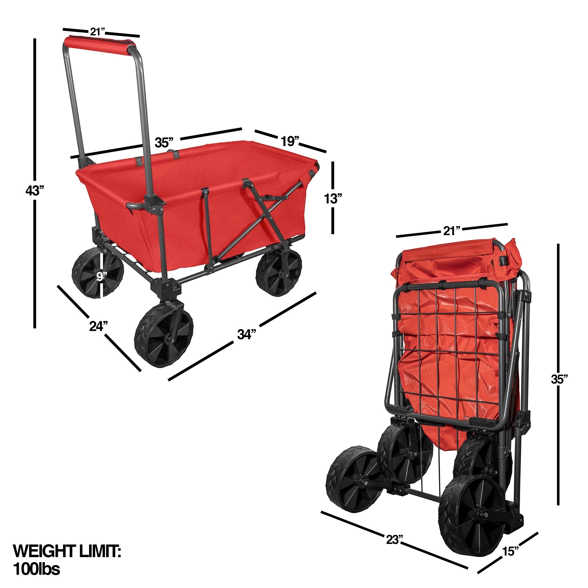 Zenithen Steel Large Folding Sports Camping Utility Yard Cart Portable Wagon