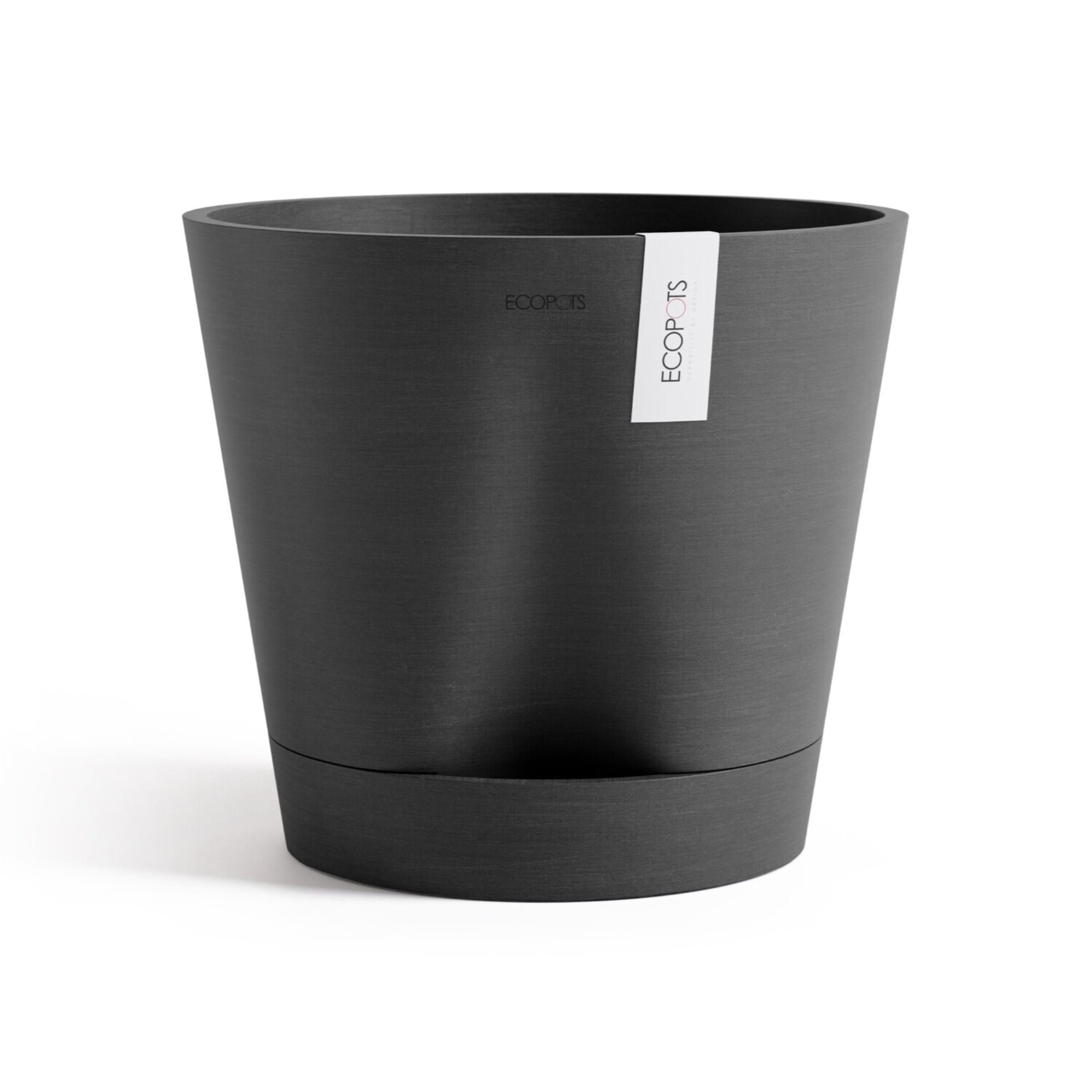Ecopots Venice 2 Durable Modern Round Indoor/Outdoor Recycled-Based Composite Flower Pot Planter w/ Water Reservoir