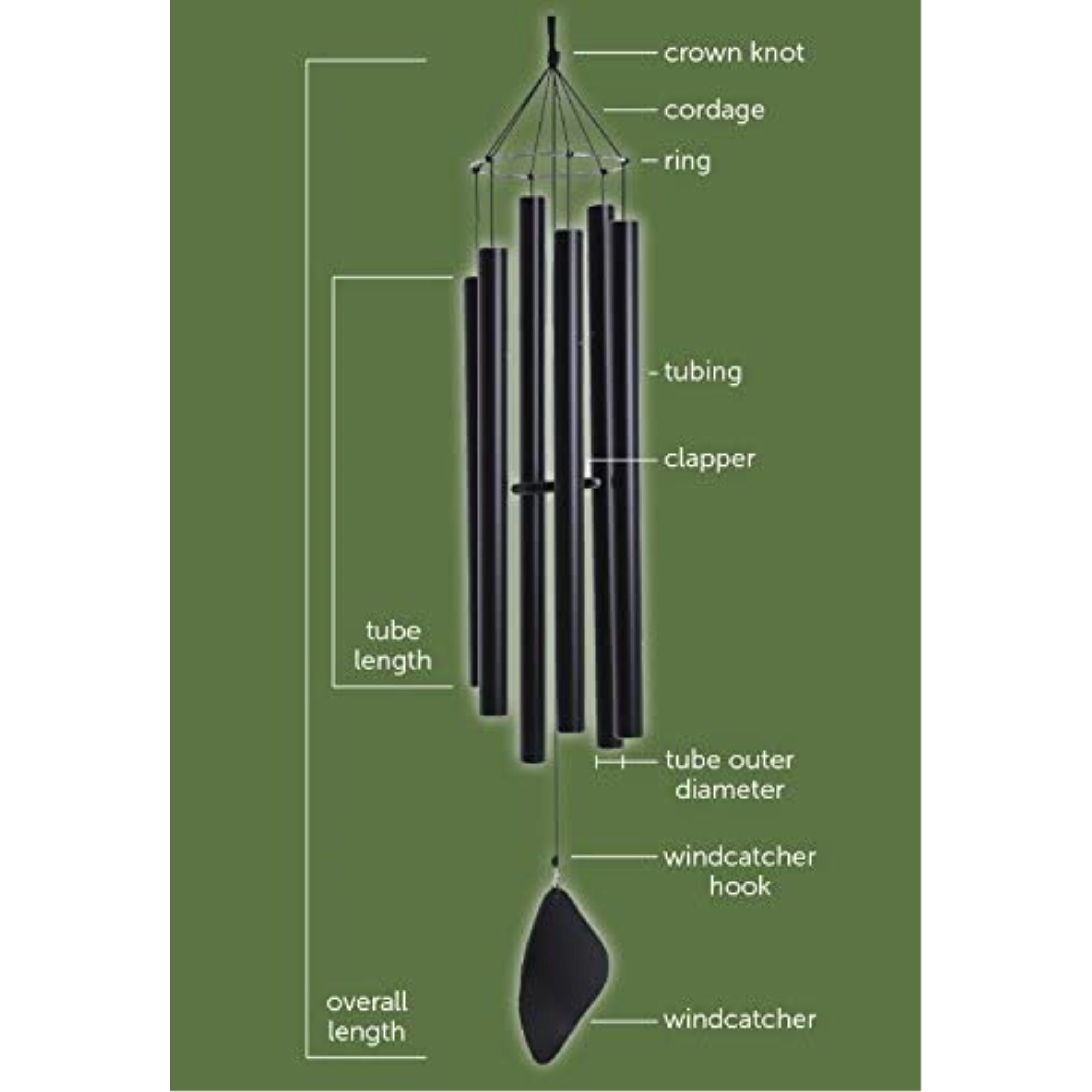 Music of the Spheres Handcrafted Outdoor Pentatonic Soprano Wind Chime — Bright, Harmonious — 30"
