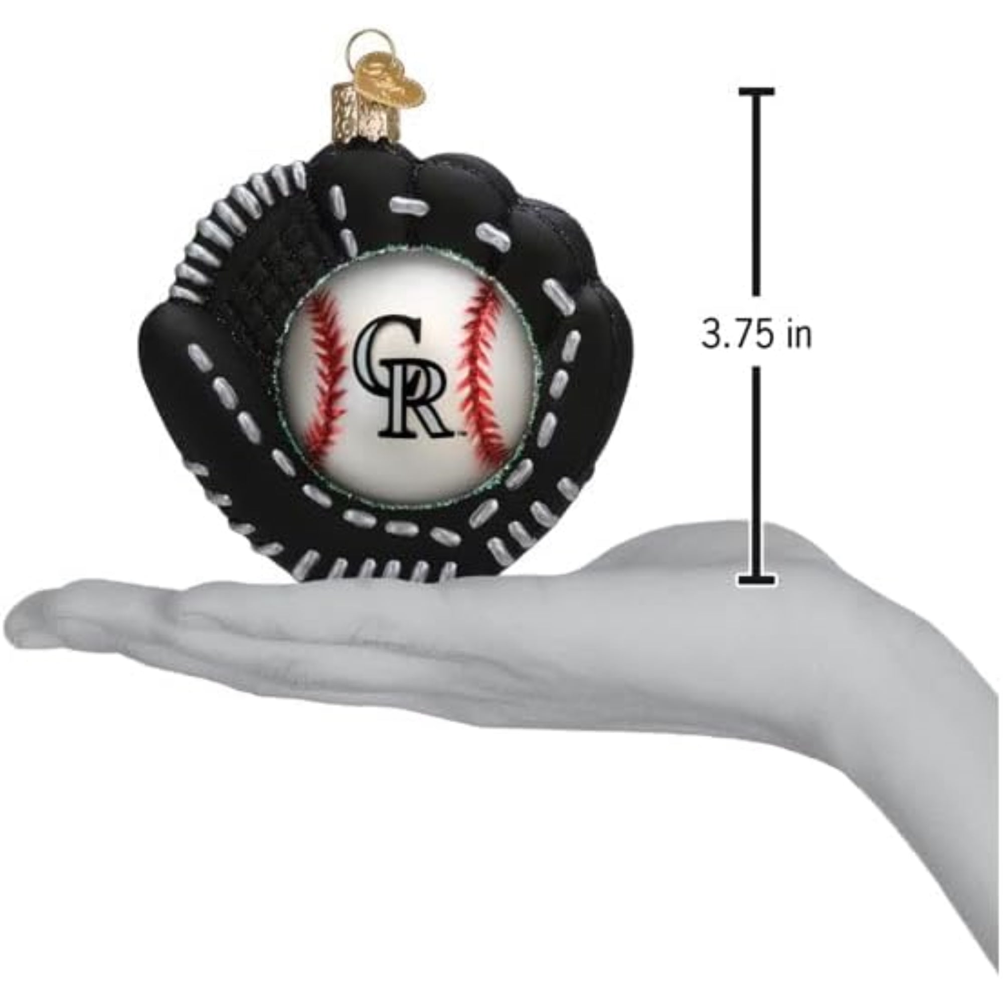 Old World Christmas Blown Glass Ornament for Christmas Tree, Colorado Rockies Baseball Mitt (with OWC Gift Box)