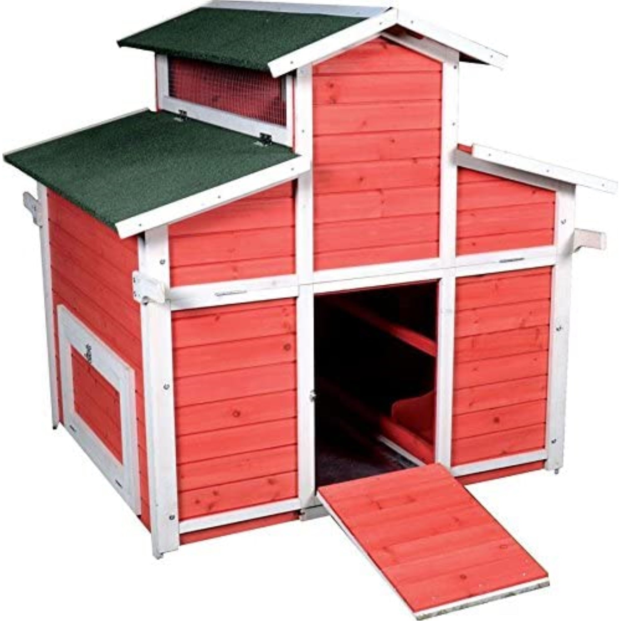 Ware Little Red & White Hen Big Barn — Wood Frame, Multi-Door & Slide-Out Pan