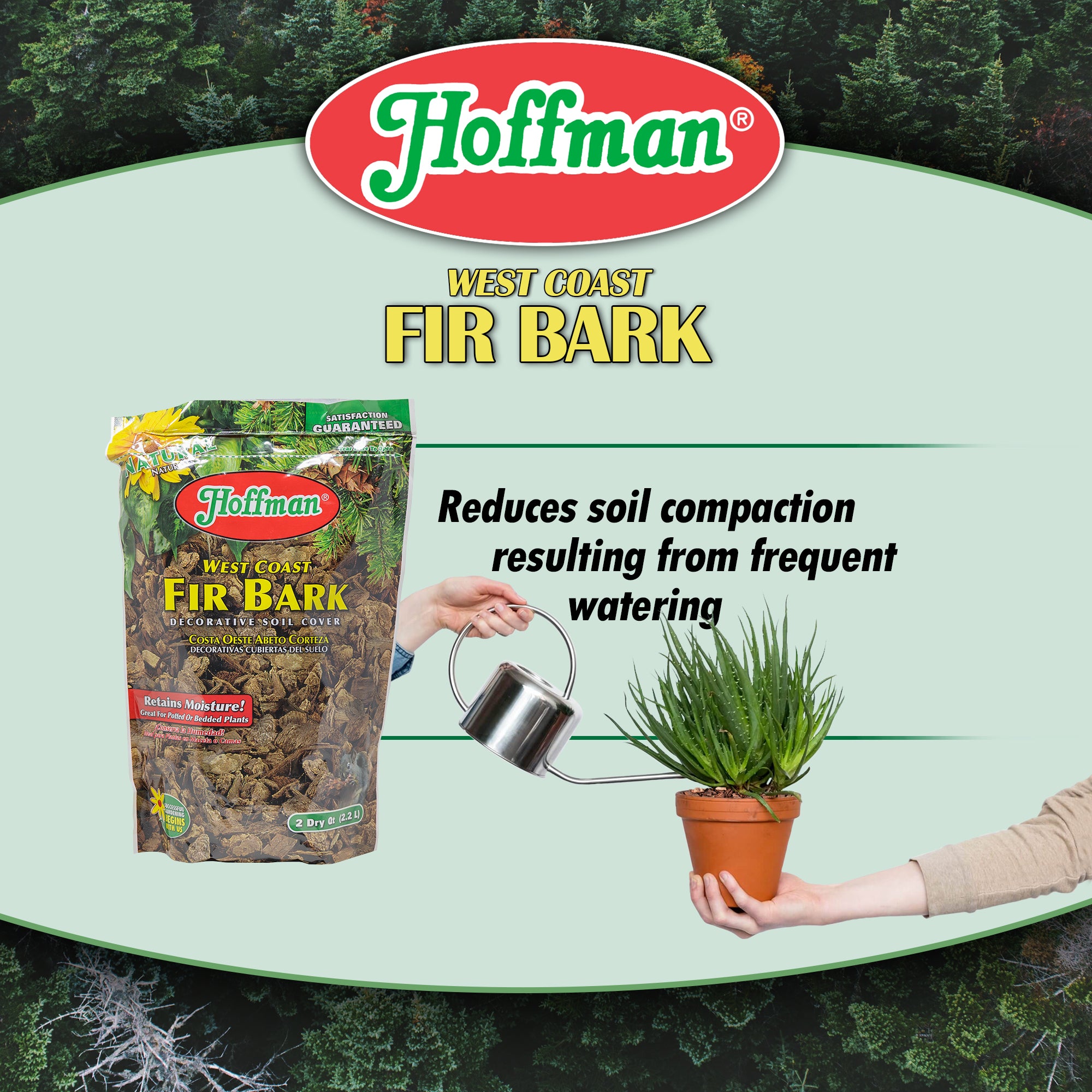 Hoffman West Coast Fir Bark Decorative Moisture Retaining Soil Cover for Potted or Bedded Plants, 2qt
