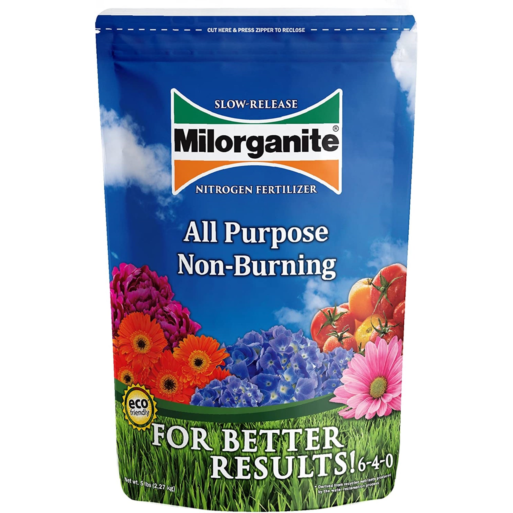 Milorganite All-Purpose Eco-Friendly Slow-Release Nitrogen Fertilizer 6-4-0, 5lb (Not for Sale in ME & CT)