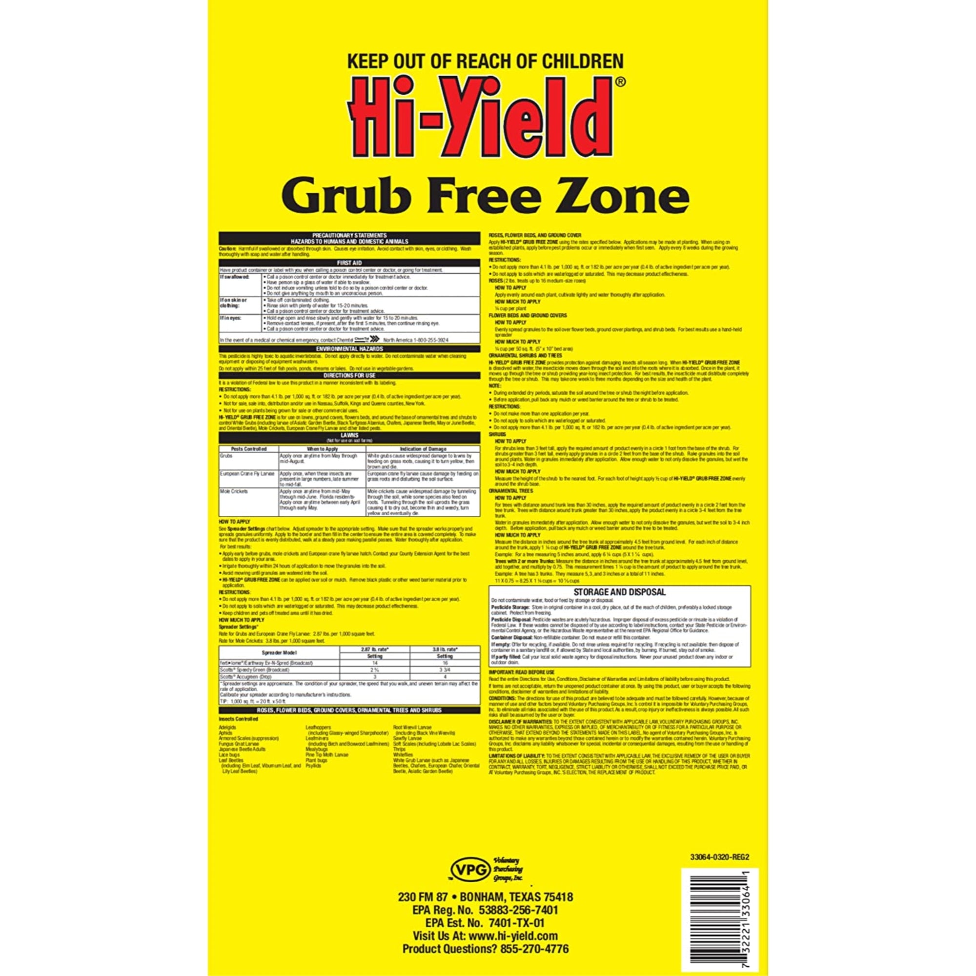 Hi-Yield Grub Free Zone to Kill & Prevent Grubs, 15lbs, 5,000 sq ft