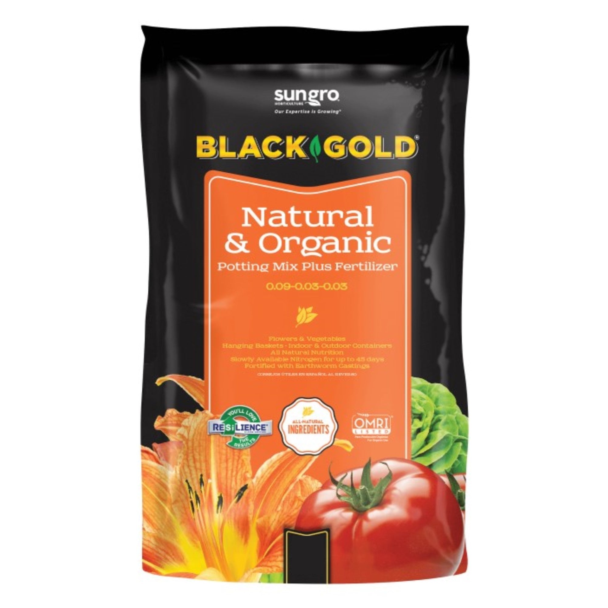 Black Gold Natural & Organic Potting Mix Plus RESiLIENCE Fertilizer