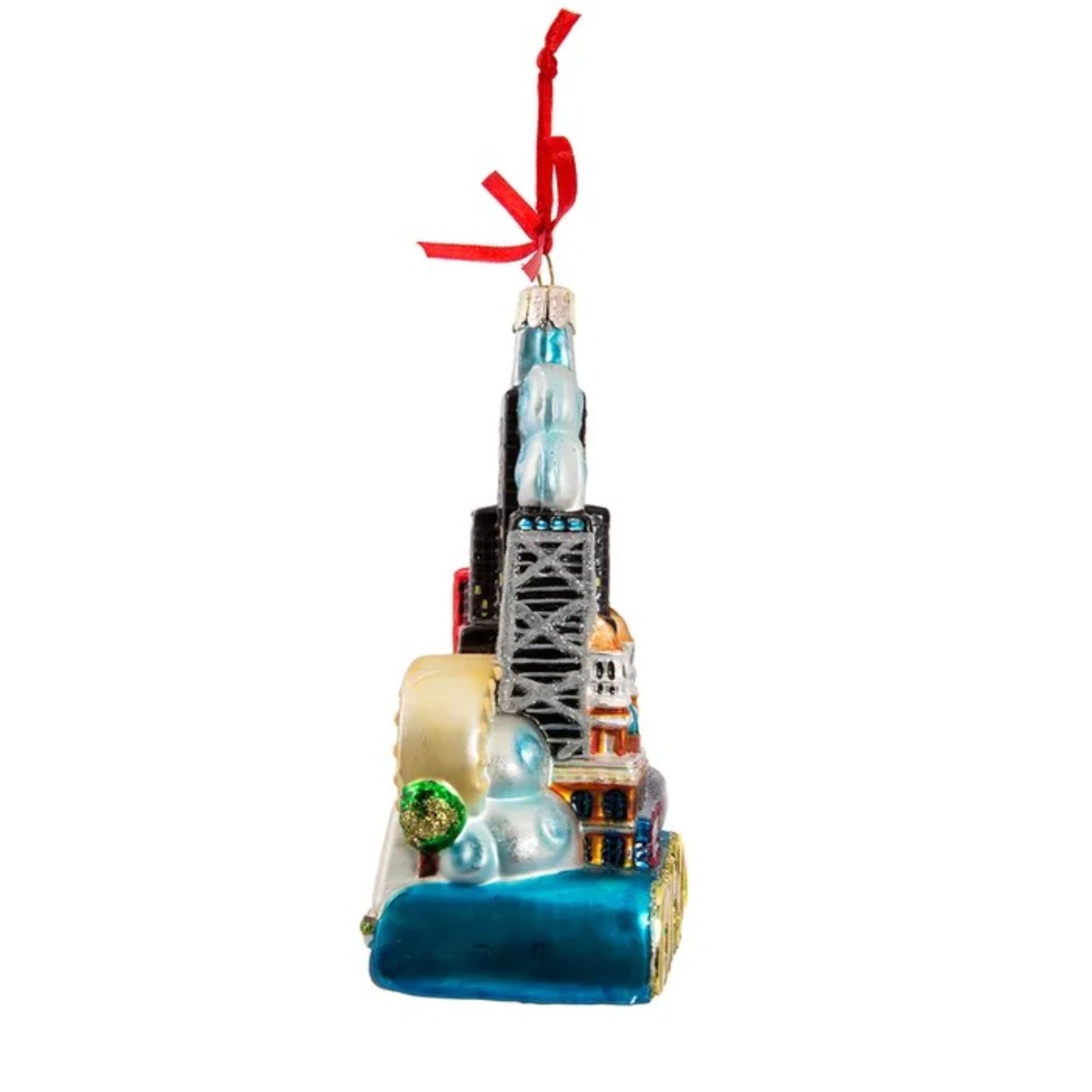 Kurt Adler Chicago Glass Christmas Decoration Ornament, 5"