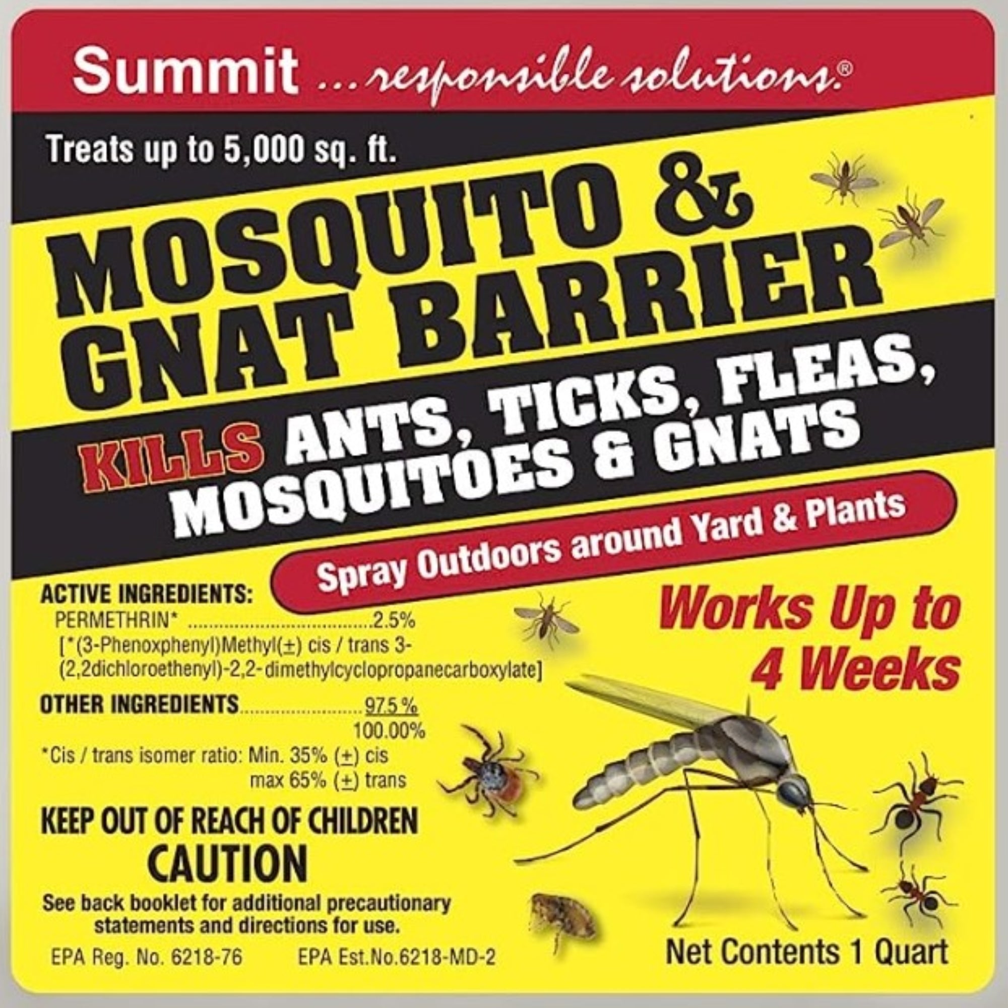 Summit Mosquito and Gnat Barrier Insecticide with Hose End Sprayer, 32 fl oz
