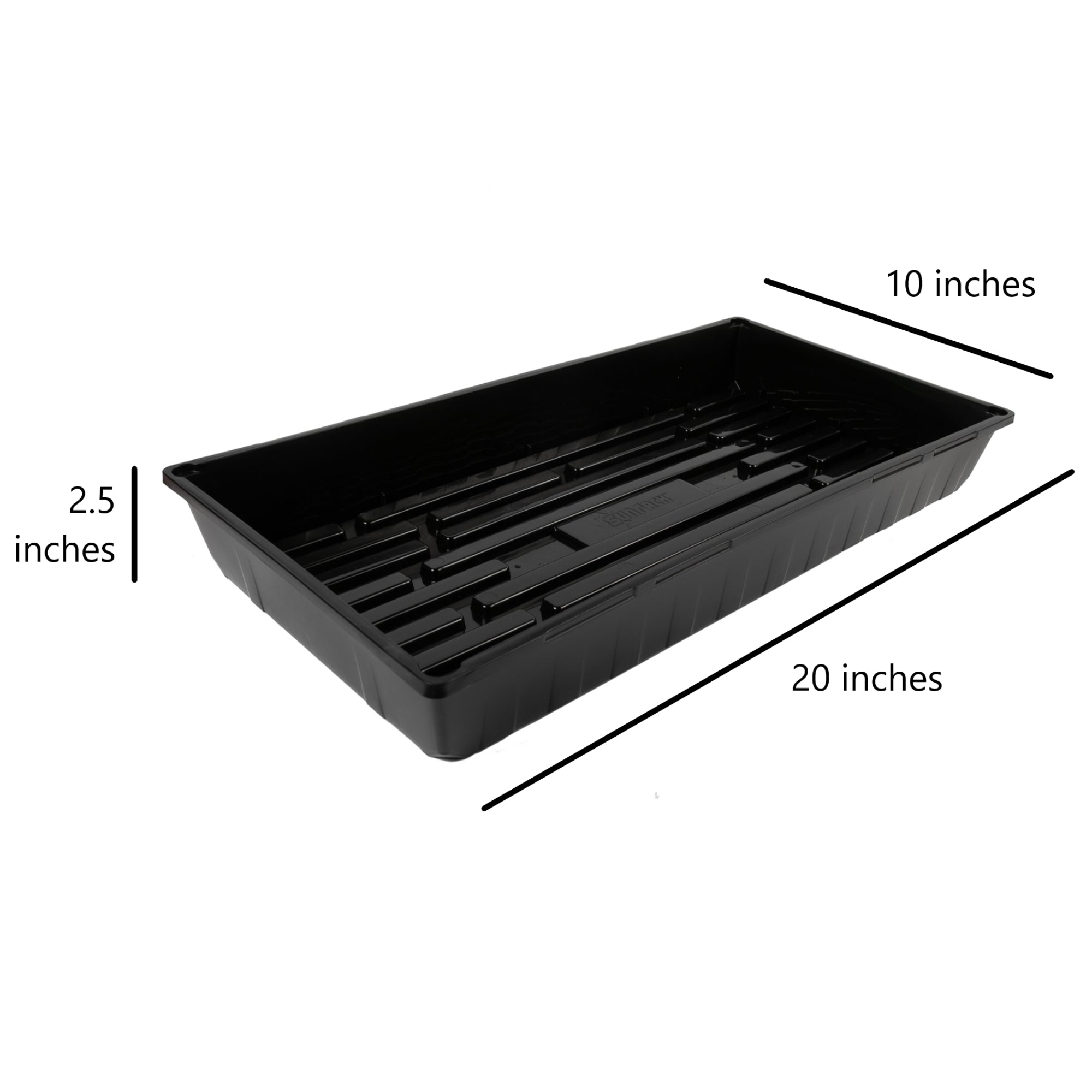 SUNPACK 10” x 20” Indoor Gardening Mega Tray Plastic Seeding Tray for Greenhouses, 2.5”