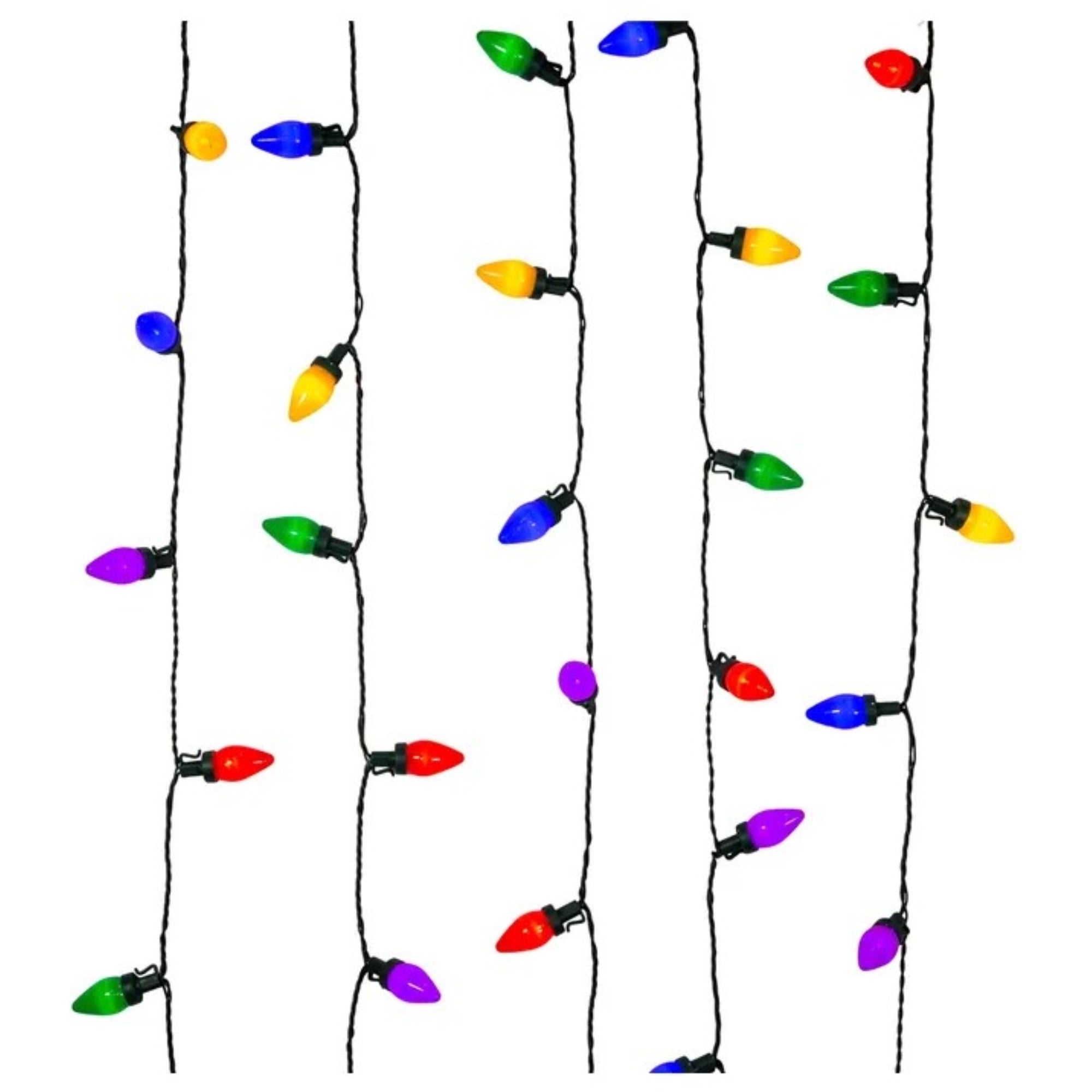 Kurt Adler Indoor & Outdoor 100-Light C7 Multicolor LED String Lights with 8 Light Settings – 41.25’ Lighted Length