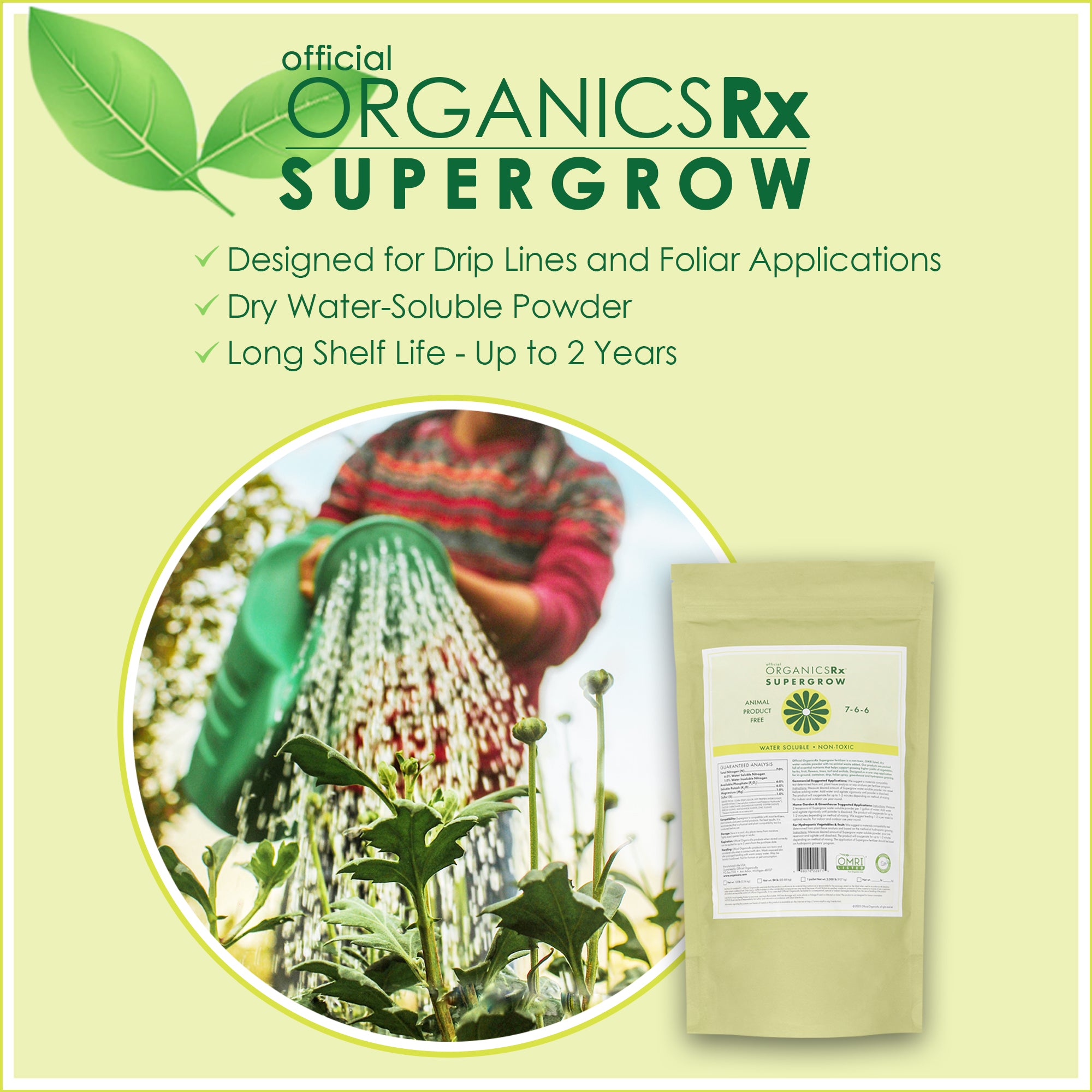 Official OrganicsRx Supergrow 7-6-6 Fertilizer Powder for Garden Plants
