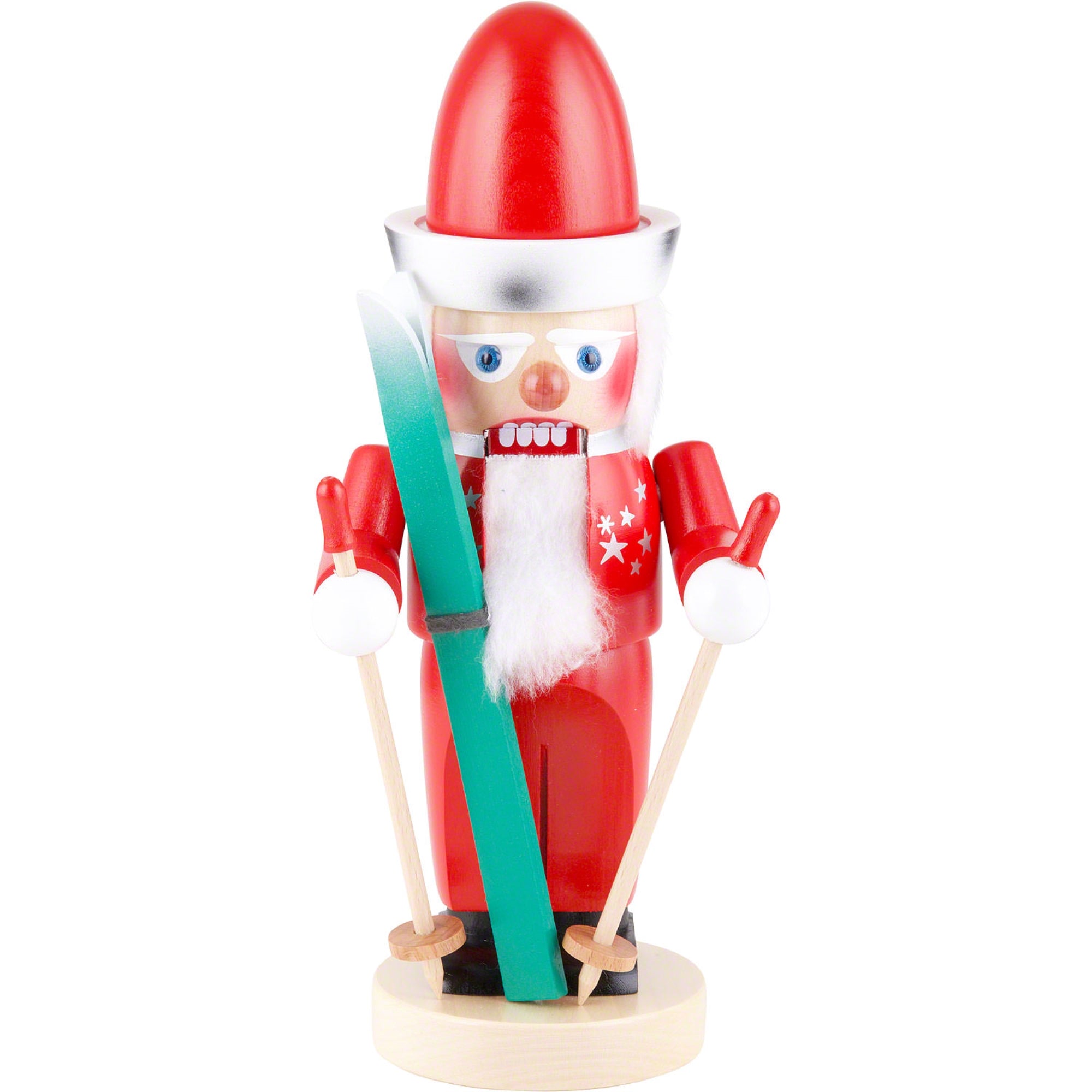 Steinbach Chubby Nutcracker Collection, Wooden Skiing Santa, 12.5"