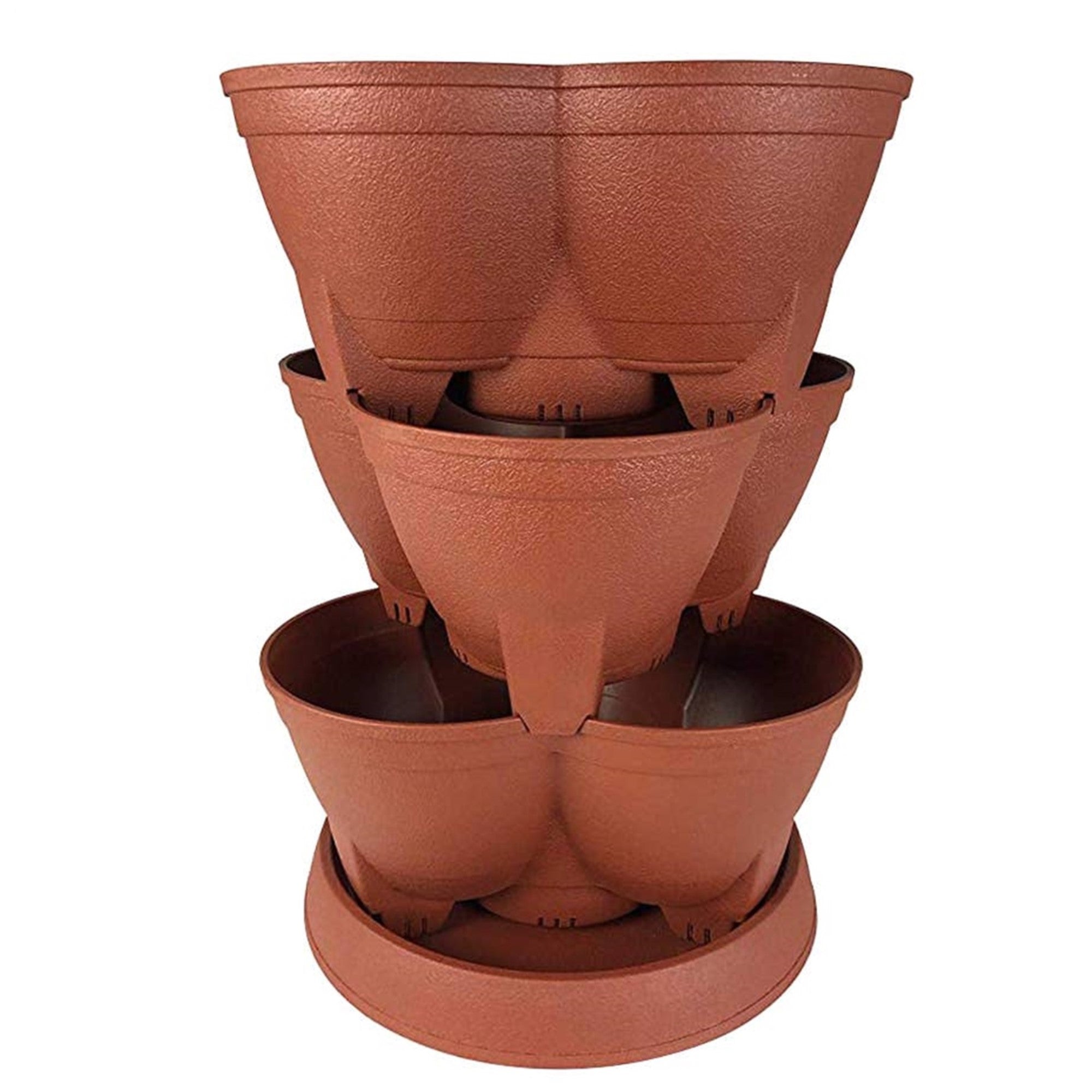 The HC Companies Stack-A-Pots Stackable Planter, Brick, 30 Quart Capacity
