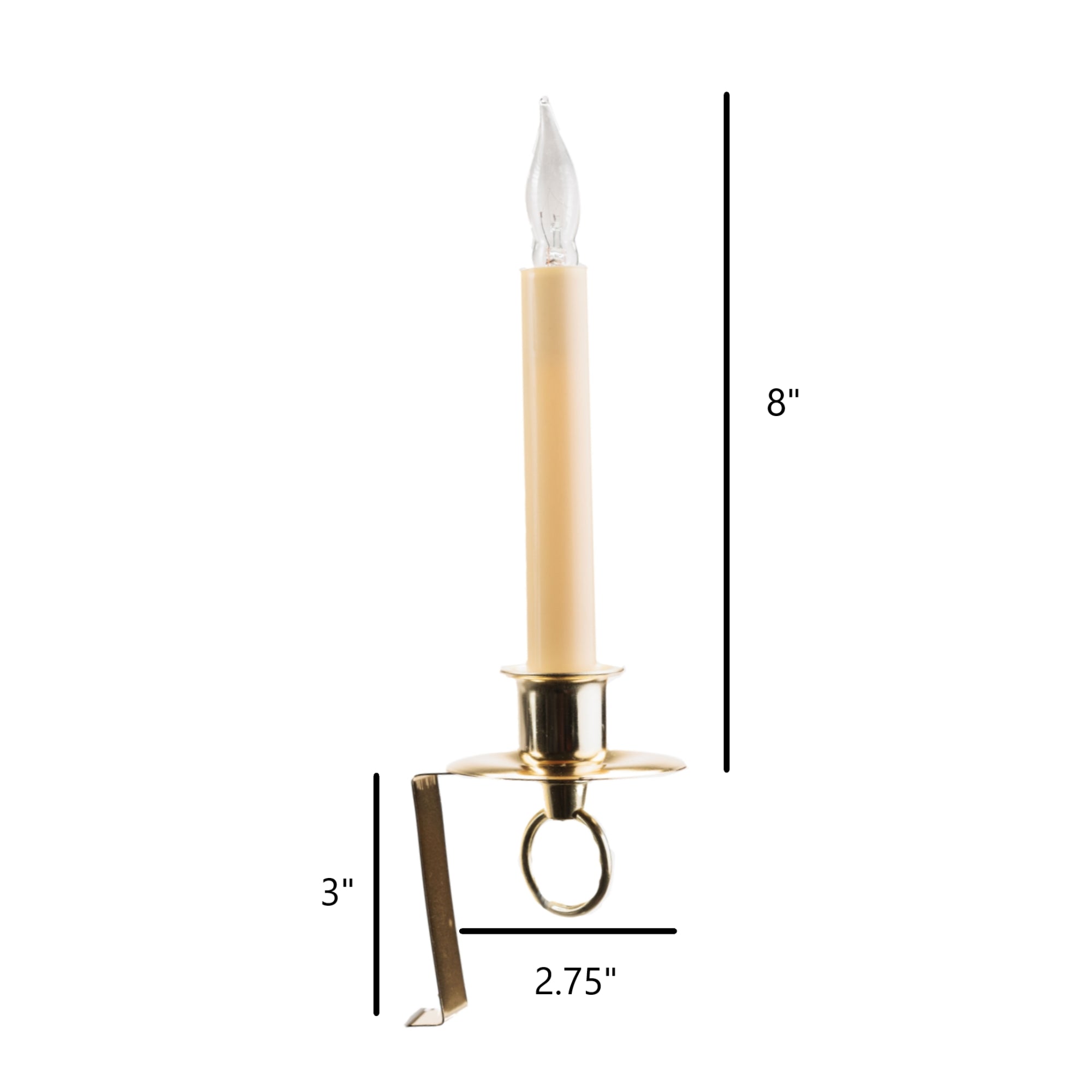 IMC Cambridge Electric Candle w/ Steady Lighting and 3" Bracket, Brass, 8", Pack of 4