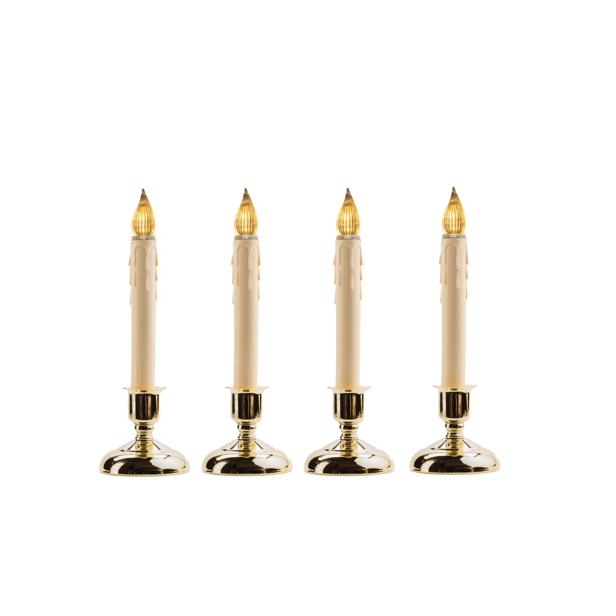 IMC Cape Cod B/O LED Window Candle w/ Timer, Wax Drip, Brass, 9", Pack of 4