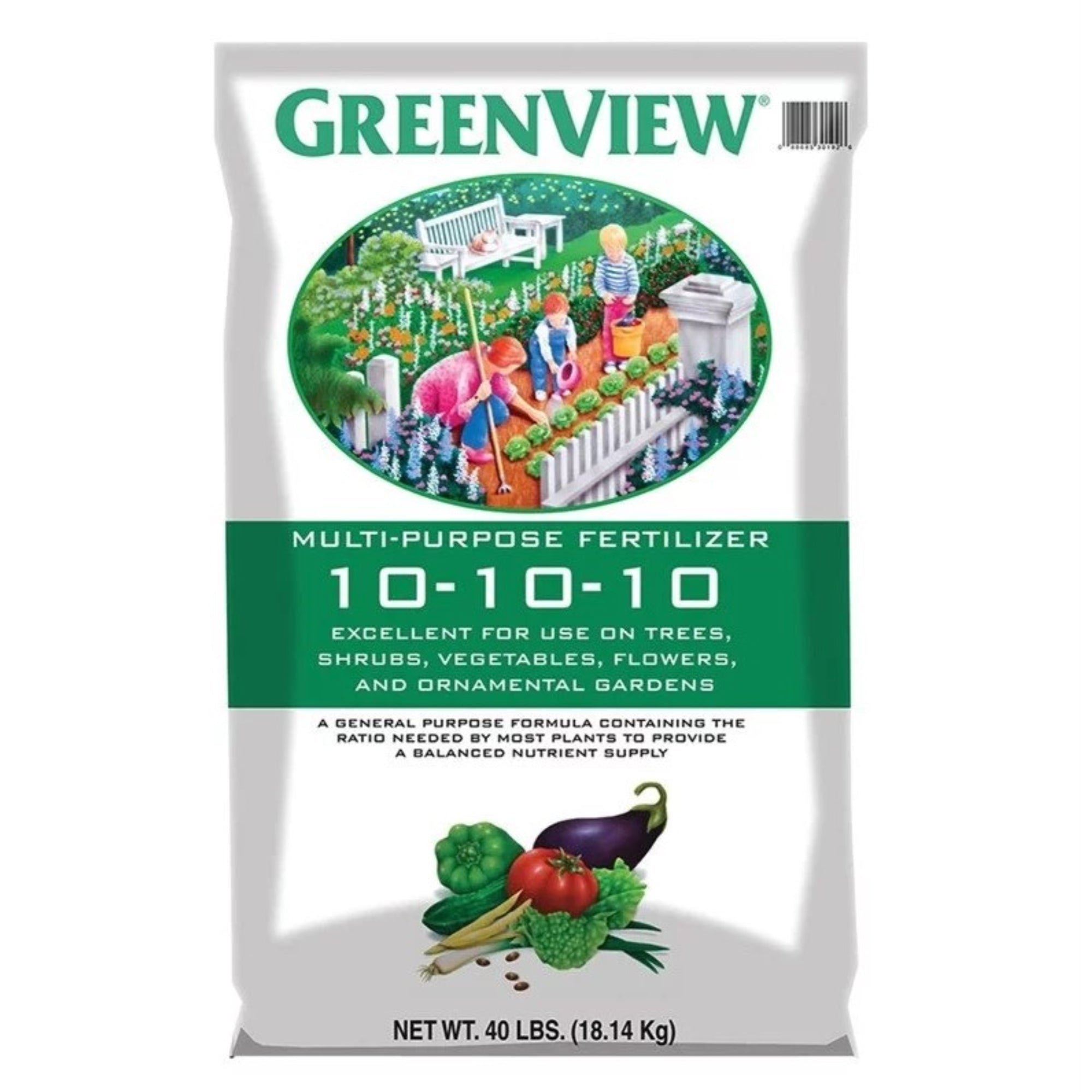 GreenView Multi Purpose Fertilizer 10-10-10 Granular Fertilizer for Lawns, Vegetables, Flowers, Trees & Shrubs, 40lb
