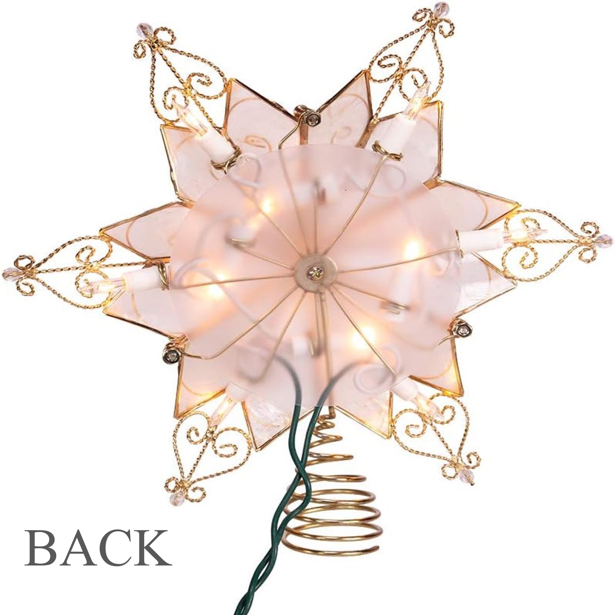 Kurt Adler 10-Light 6-Point Capiz Star Treetop, 9"