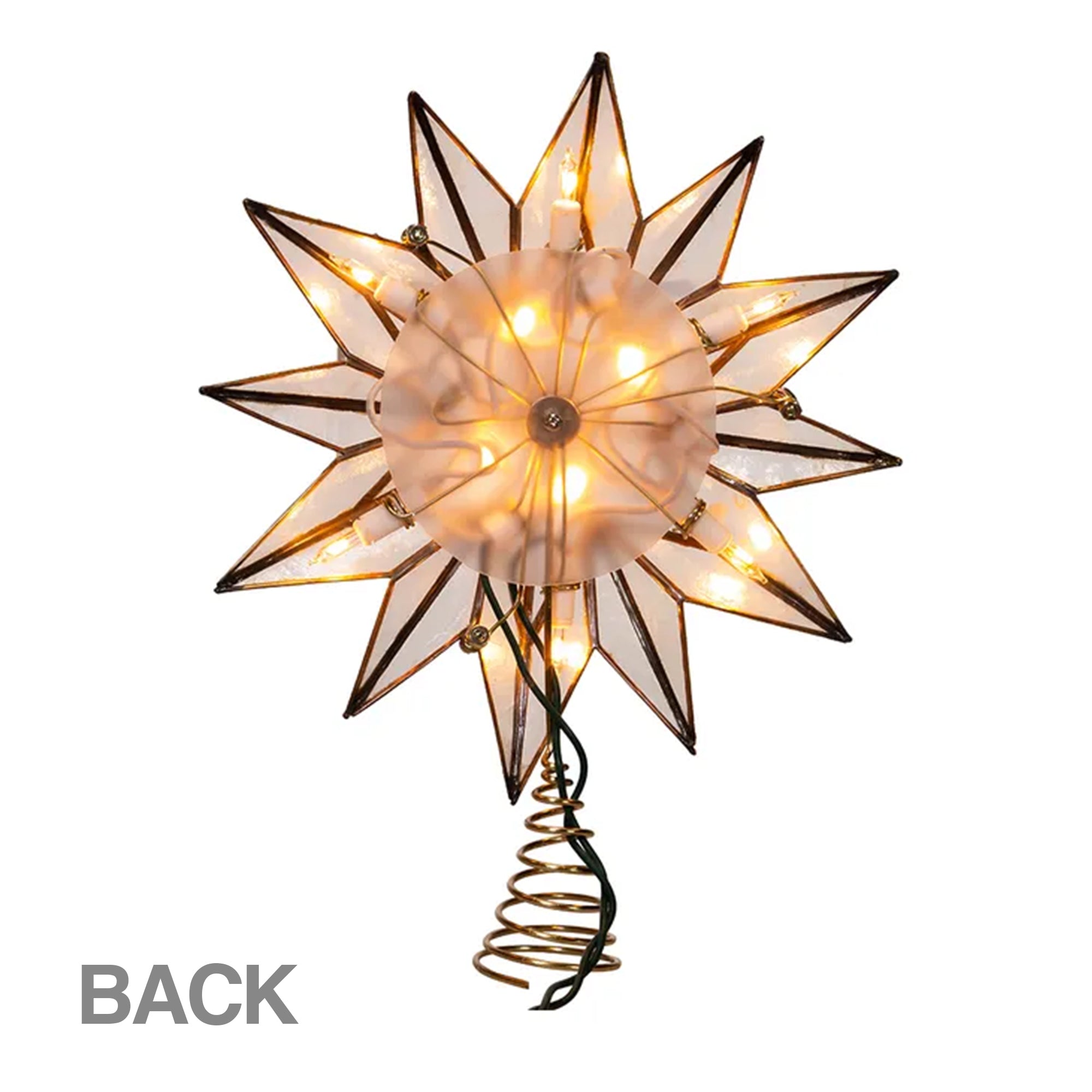 Kurt Adler 12-Point Capiz Gold Star Christmas Treetop, 9"