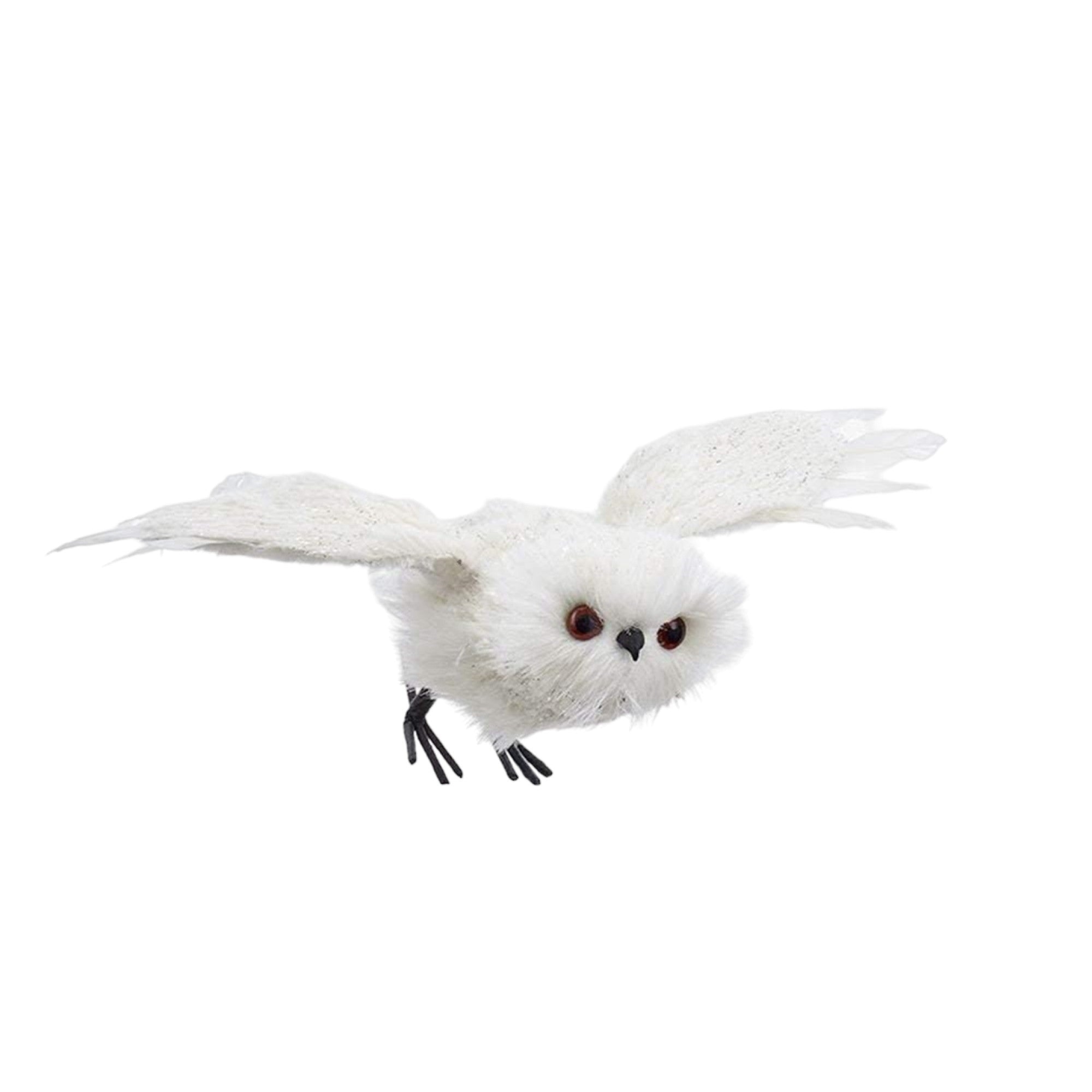 Kurt Adler Plush White Flying Owl Ornament, 13