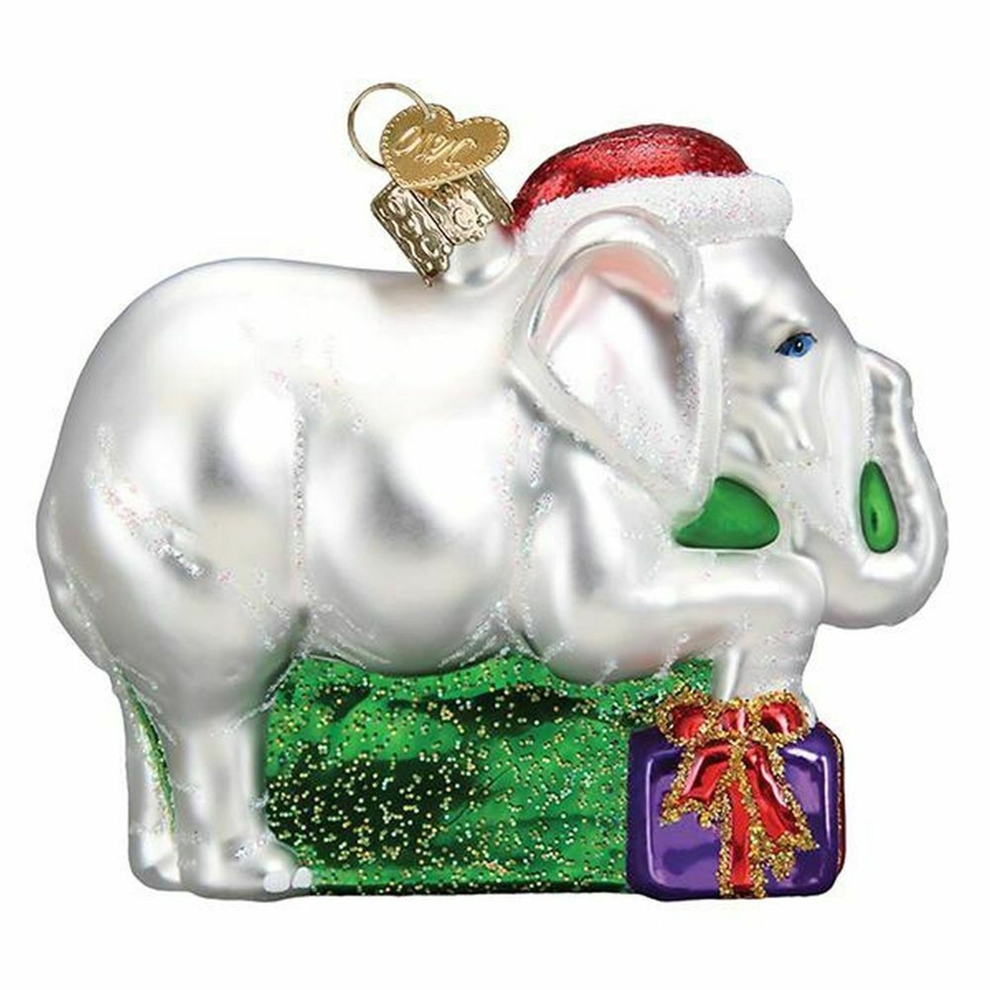 Old World Christmas Blown Glass Ornament for Christmas Tree, White Elephant
