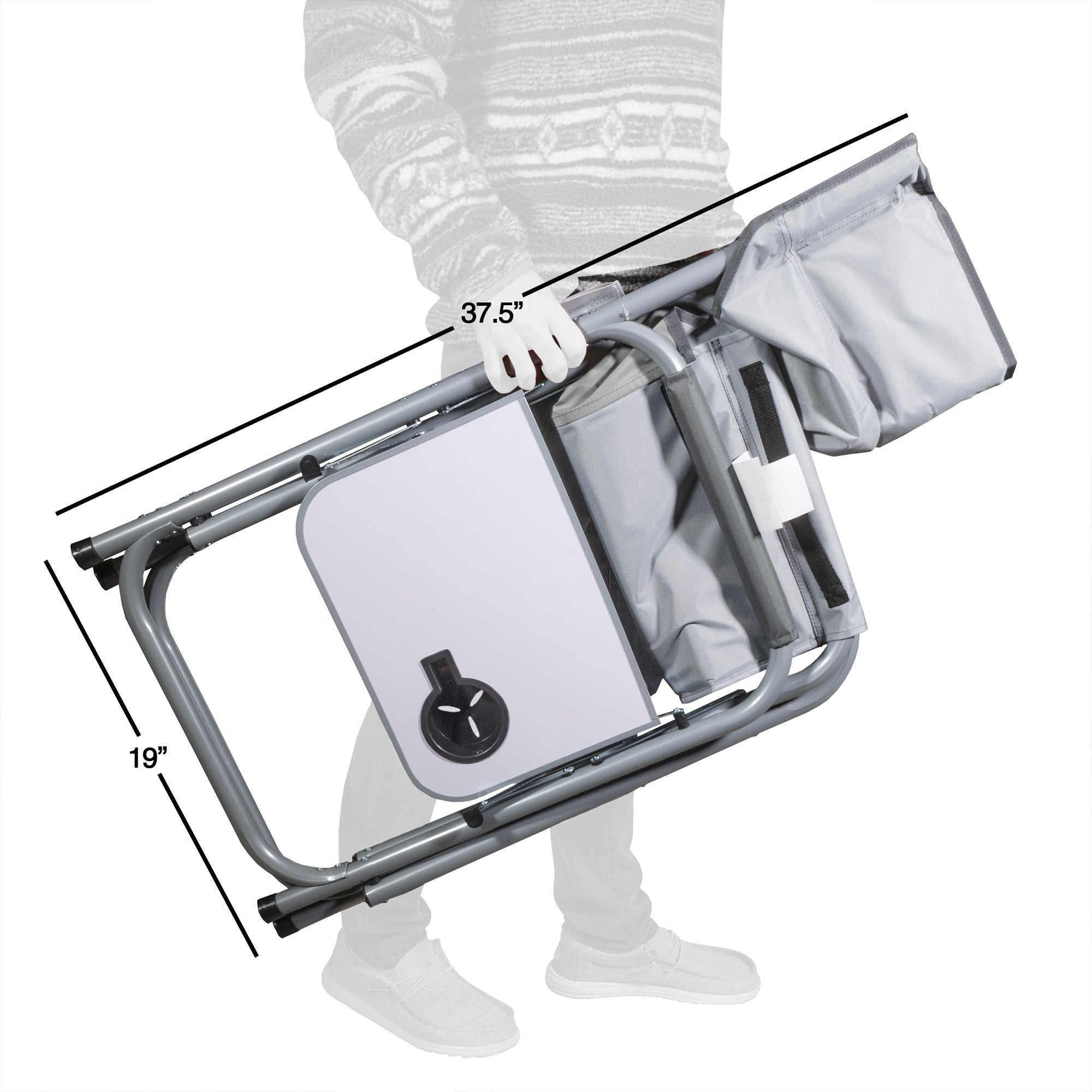 Zenithen Portable Outdoor Directors Folding Chair with Side Table, Light Gray