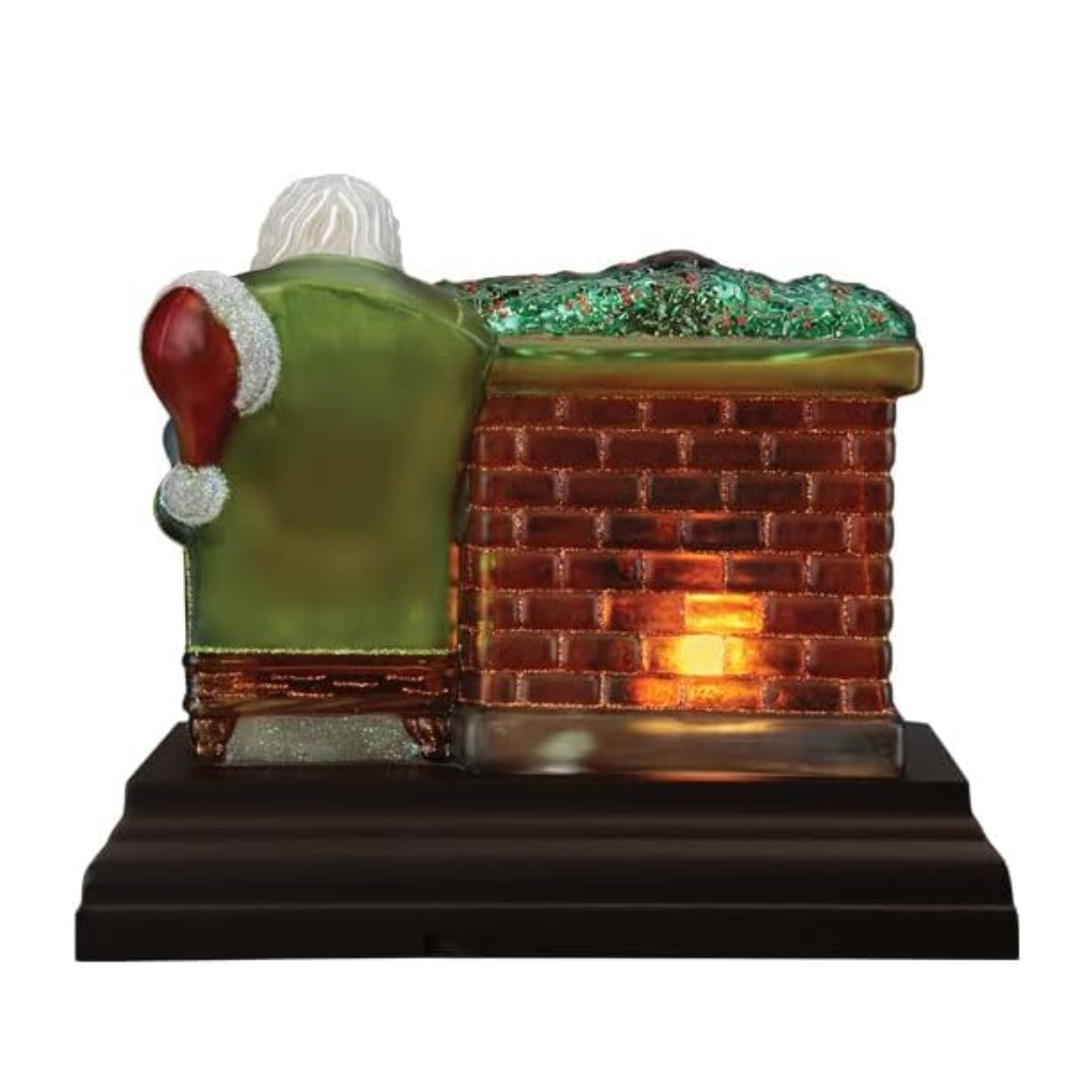 Old World Christmas Lighted Glass Holiday Tabletop Display, Santa at Hearth, 9.75"