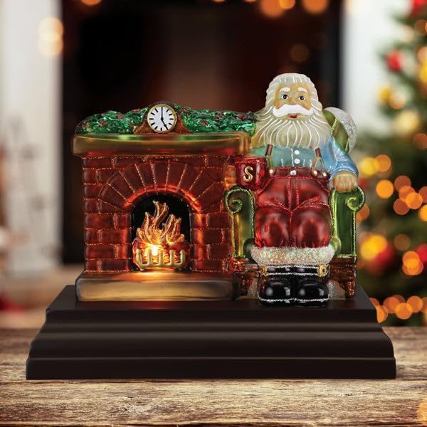 Old World Christmas Santa at Hearth Lighted Tabletop Figurine, 9.75"