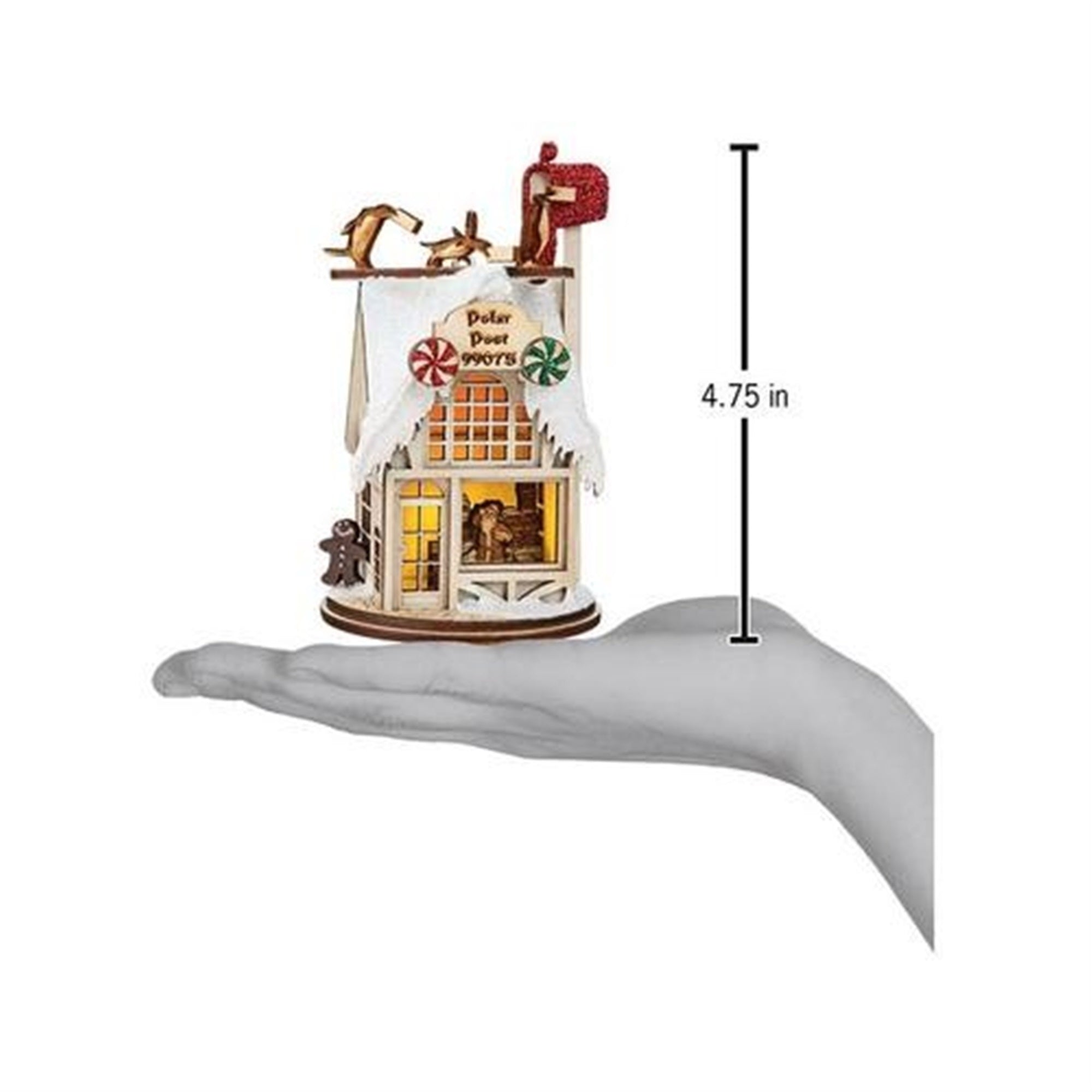Old World Christmas Ginger Cottage Wooden Ornament for Christmas Tree, Polar Post Office