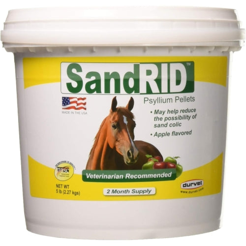 Durvet Sandrid Psyllium Pellets For Equine, Apple Flavored, 5lb Pail