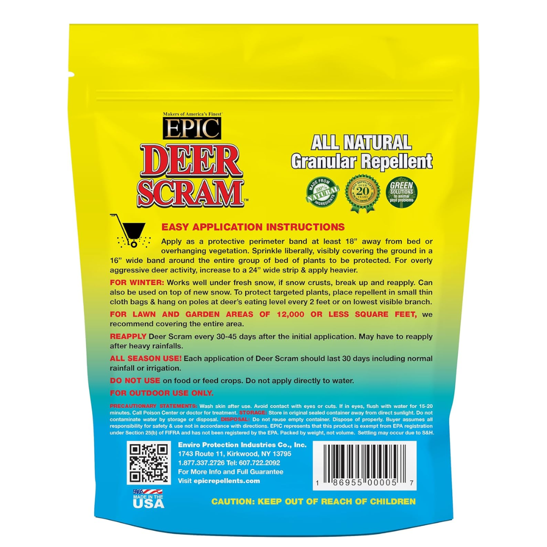 Epic Deer Scram All Natural Ready To Use Outdoor Granular Animal Repellent Resealable Bag, 10lbs