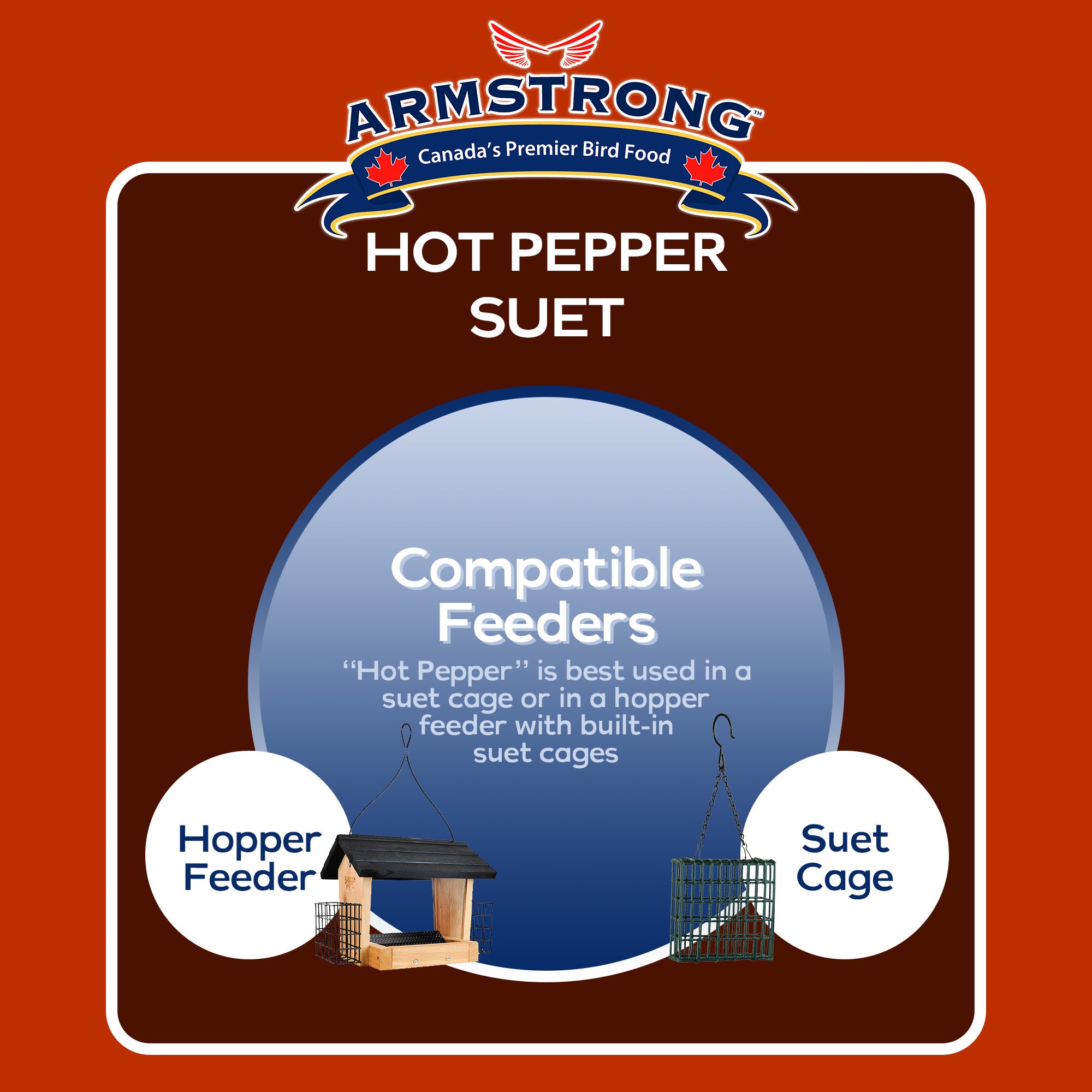 Armstrong Wild Bird Food Hot Pepper Suet Cake, 10.6oz (Pack of 12)
