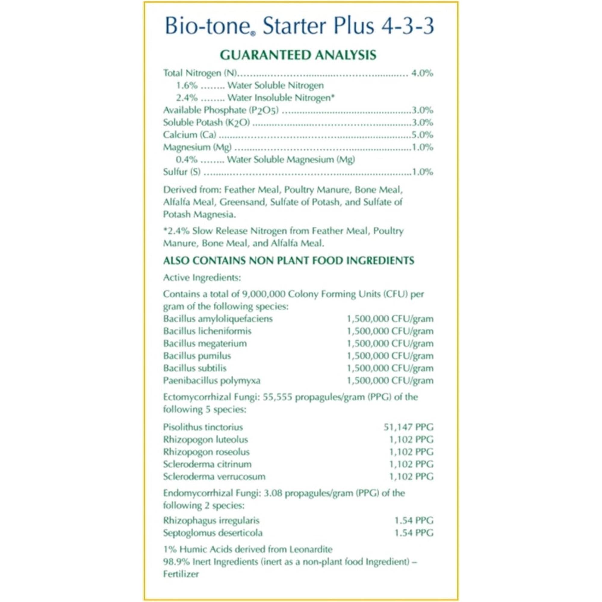 Espoma Organic Bio-Tone Starter Plus 4-3-3 Starter Plant Food with Mycorrhizae