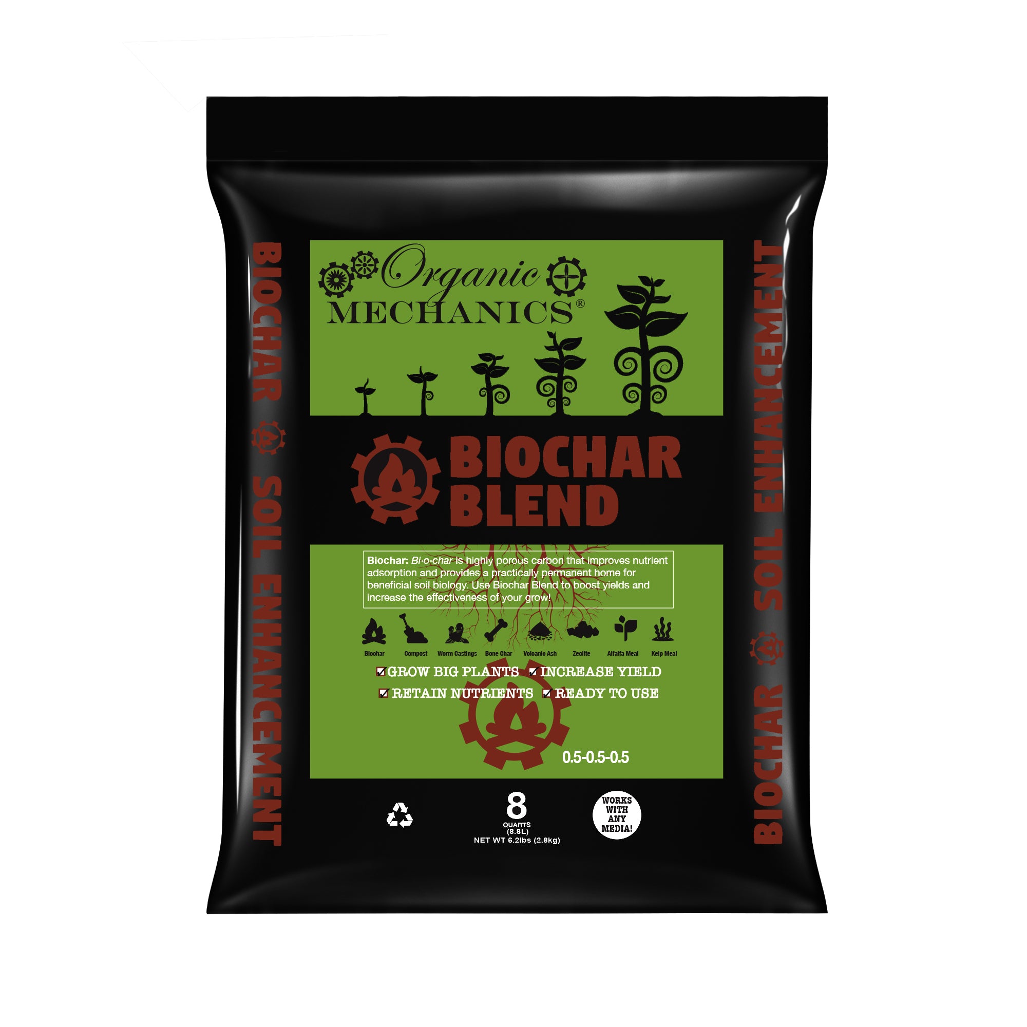 Organic Mechanics Biochar Blend Soil Enhancement, 8qt