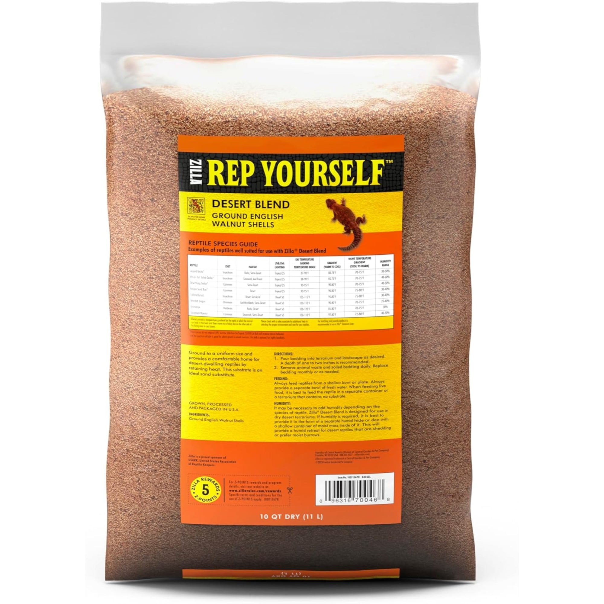 Zilla Desert Blend Substrate, 100% English Walnut Shells, 10qt
