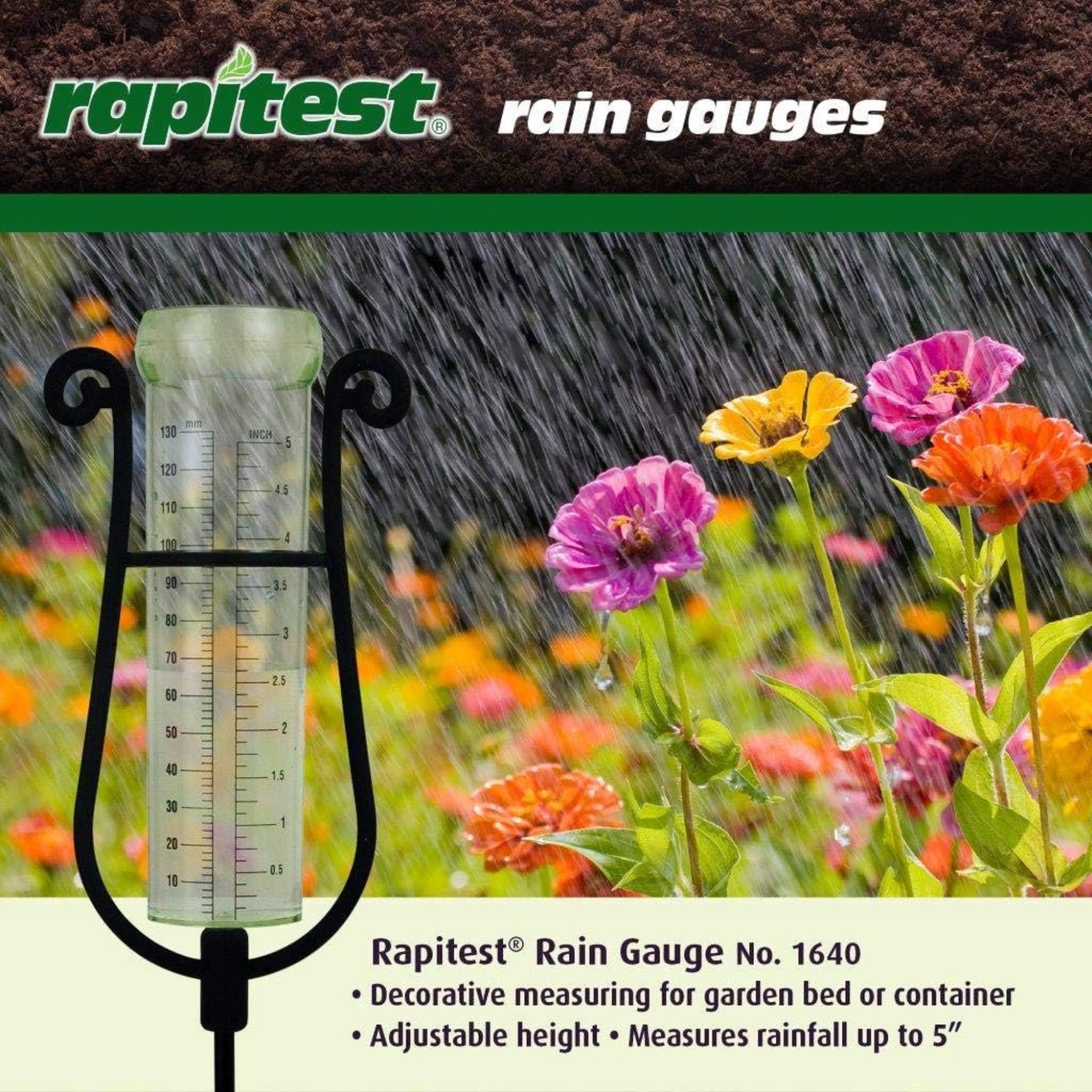 Luster Leaf Rapitest Rainfall Gauge — Easy-Read Cylinder with Adjustable Stake, 11.5"H