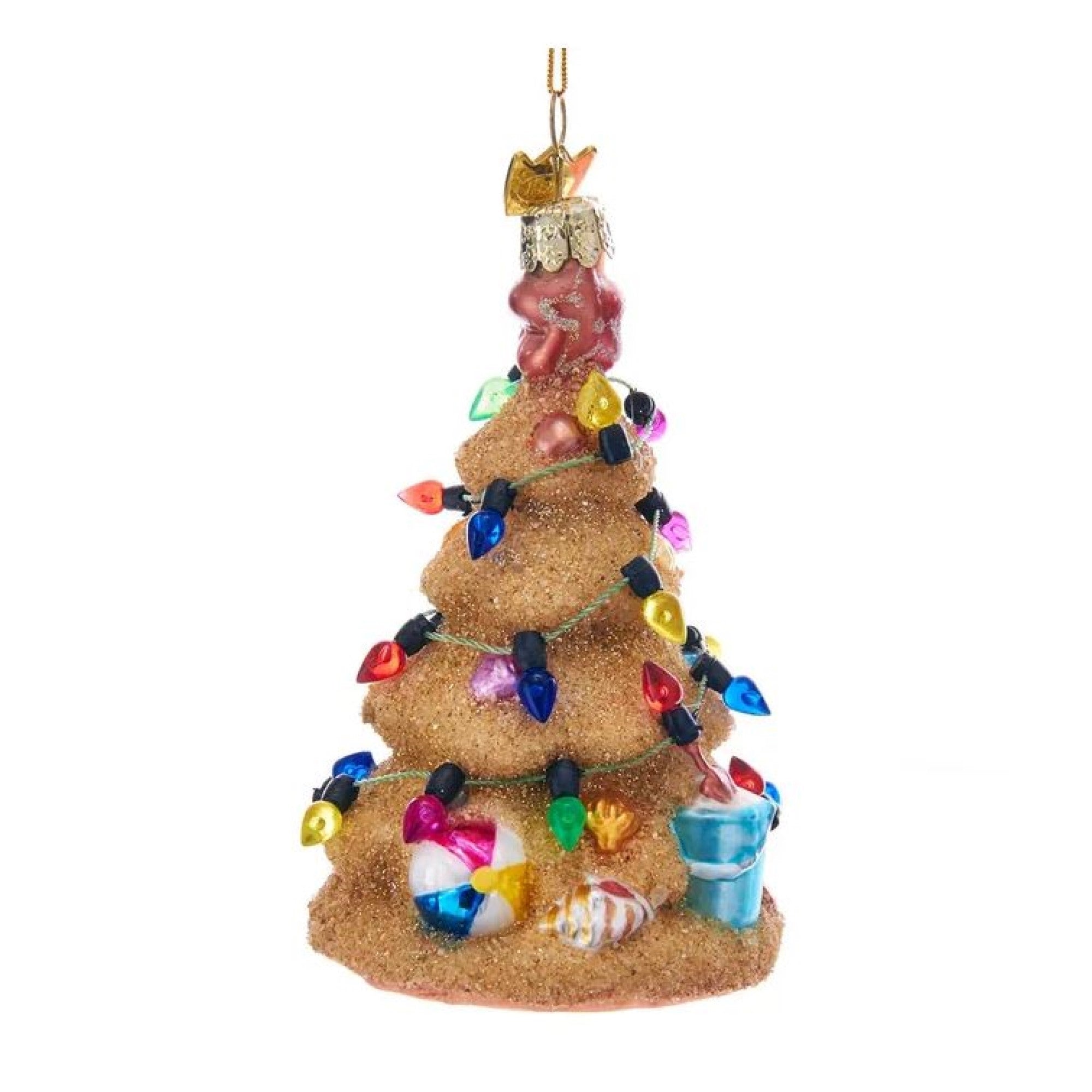 Kurt Adler Noble Gems Glass Ornament for Christmas Tree, Sand Christmas Tree