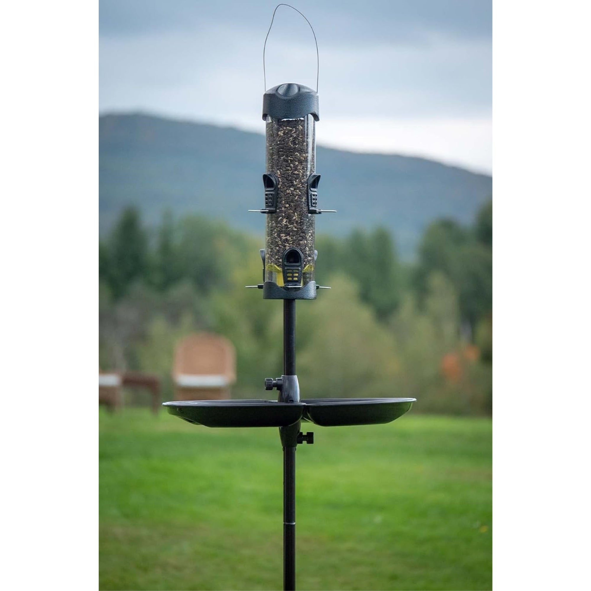 Brome Mega Bird Feeder — Large Capacity Tube Feeder for Wild Birds — 4 lb Seed Capacity