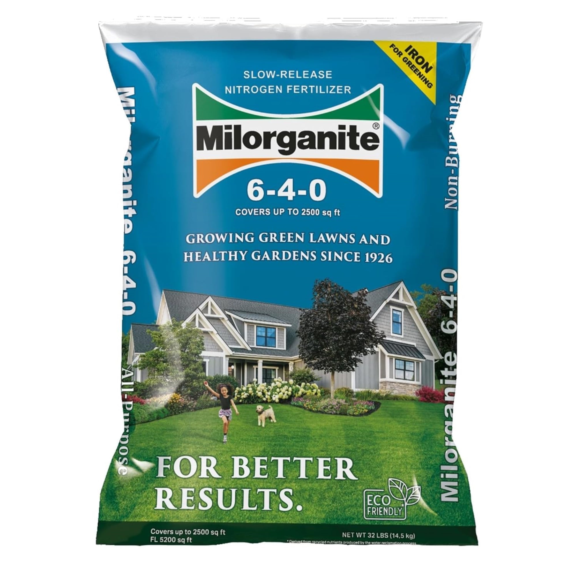 Milorganite All-Purpose Eco-Friendly Slow-Release Nitrogen Fertilizer 6-4-0, 32lb (Not for Sale in ME & CT)