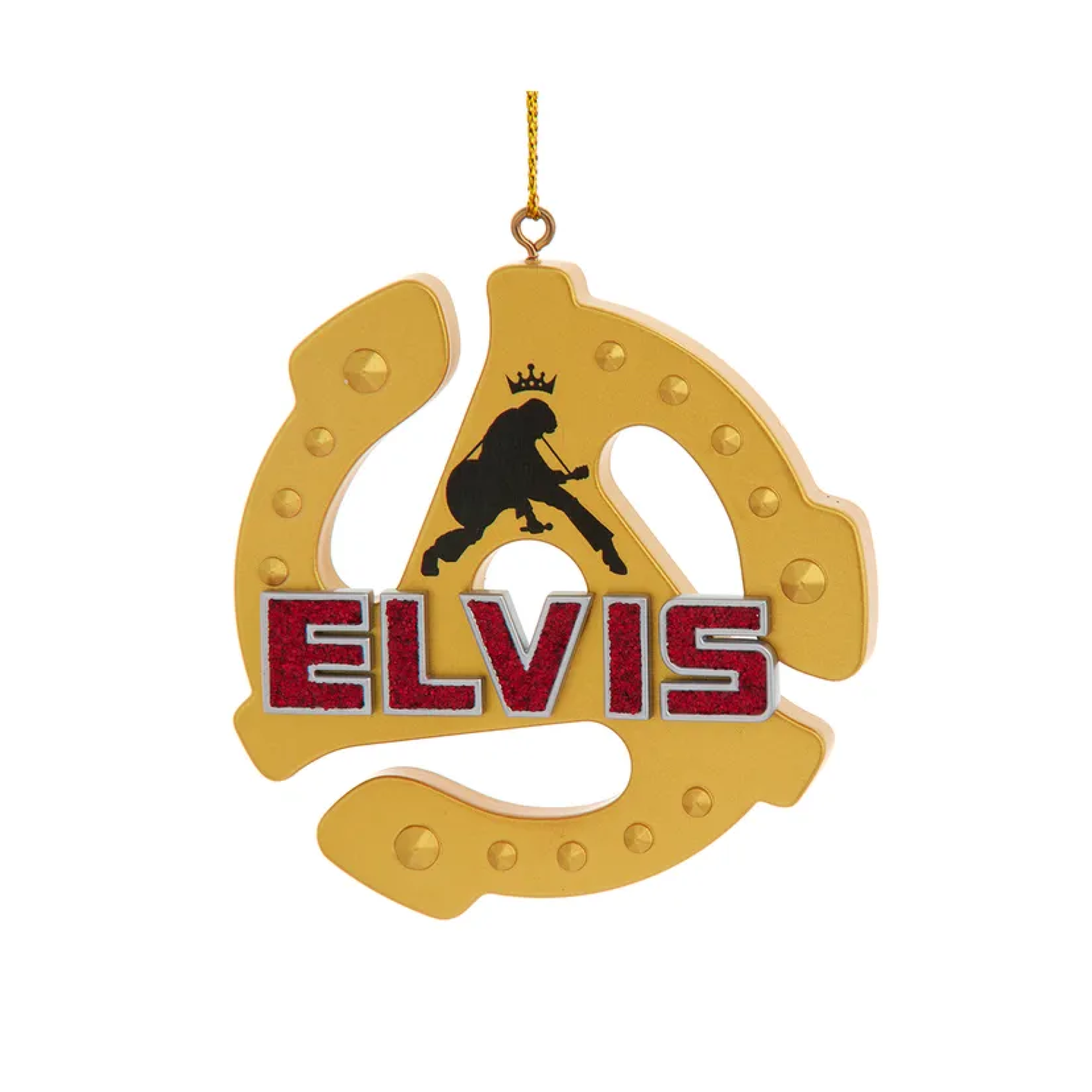Kurt Adler Hanging Resin Christmas Tree Ornament, Elvis Presley 45 Adapter, 3"